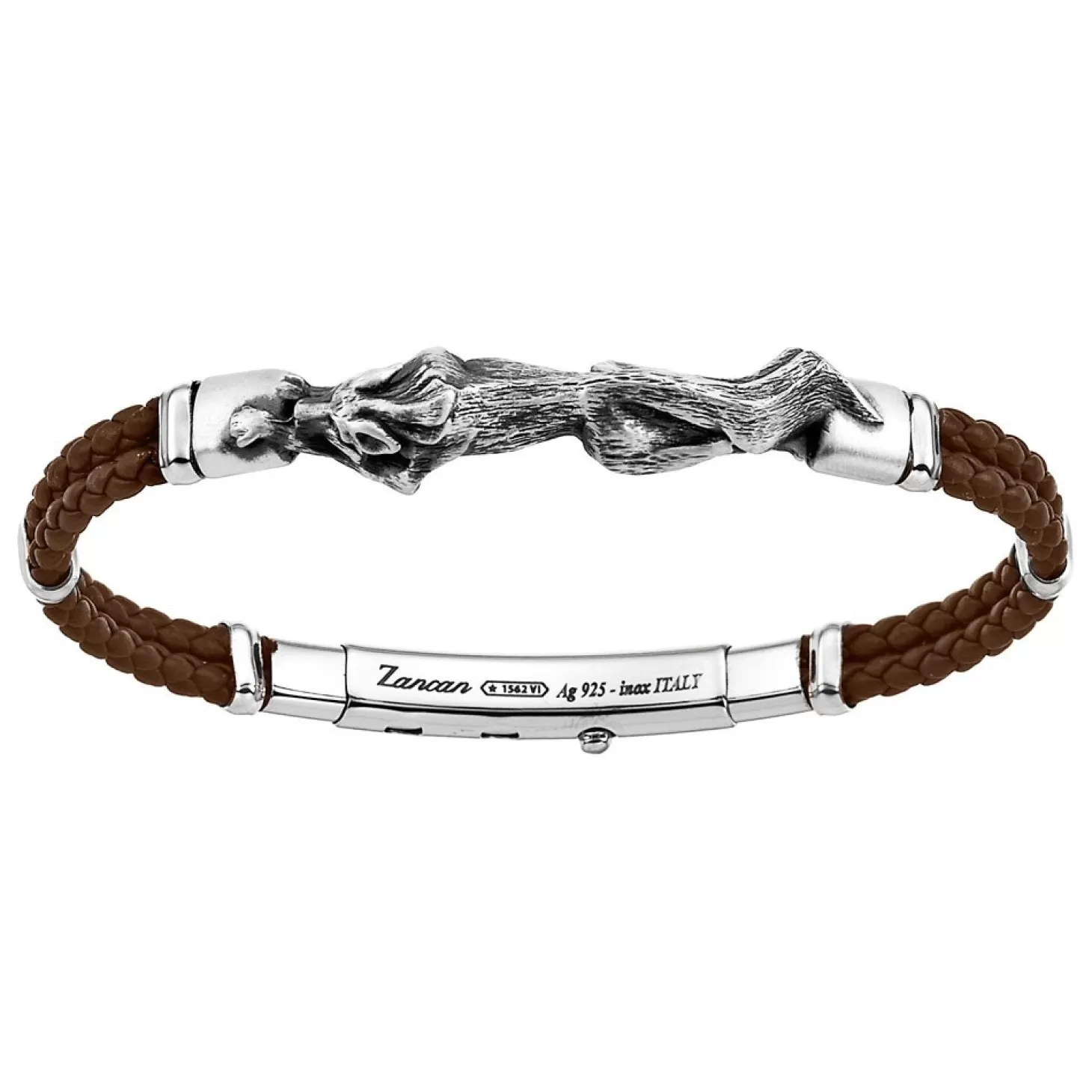 Zancan Gioielli Bracciale Zancan In Pelle Ed Argento Con Lupo.> Bracciali