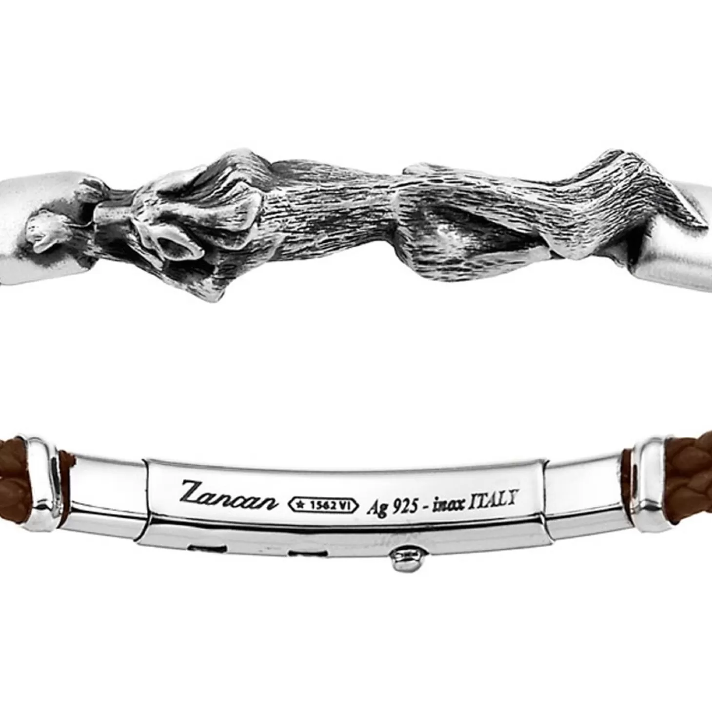 Zancan Gioielli Bracciale Zancan In Pelle Ed Argento Con Lupo.> Bracciali