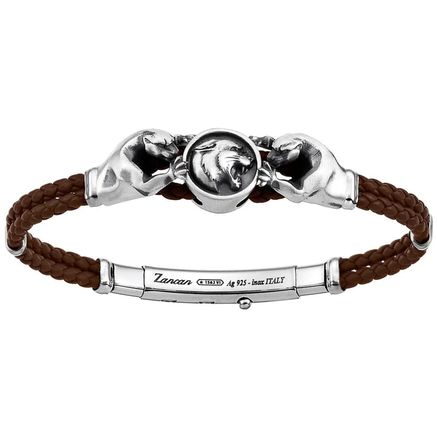 Zancan Gioielli Bracciale Zancan In Pelle Ed Argento Con Pantere.> Bracciali