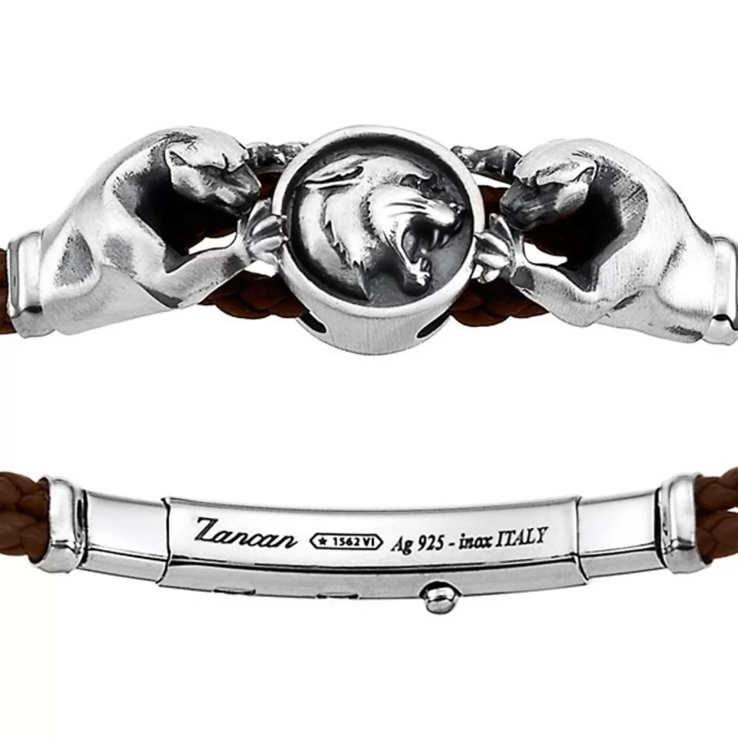 Zancan Gioielli Bracciale Zancan In Pelle Ed Argento Con Pantere.> Bracciali