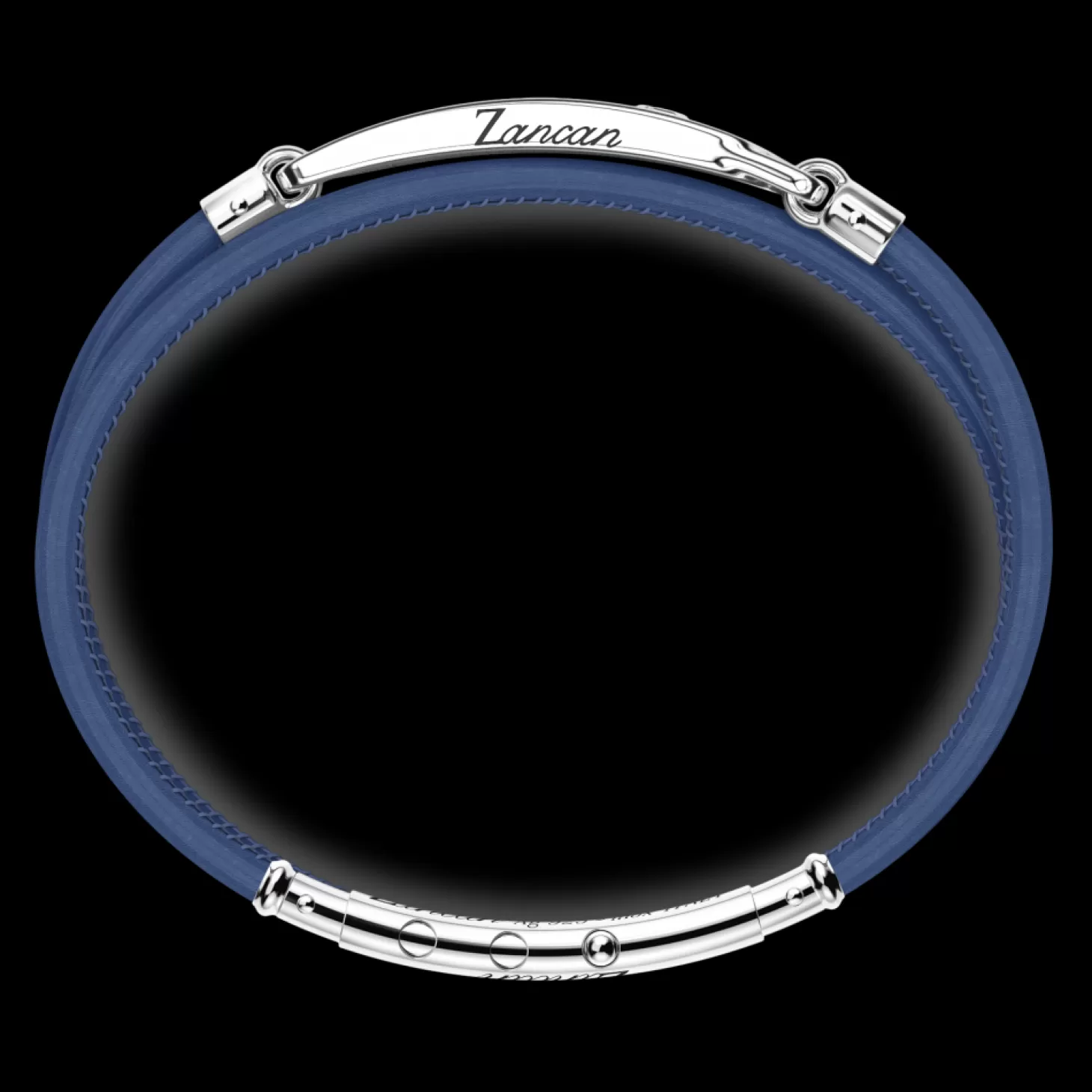 Zancan Gioielli Bracciale Zancan In Pelle Naturale Con Targa In Argento E Pietre Nere.> Bracciali