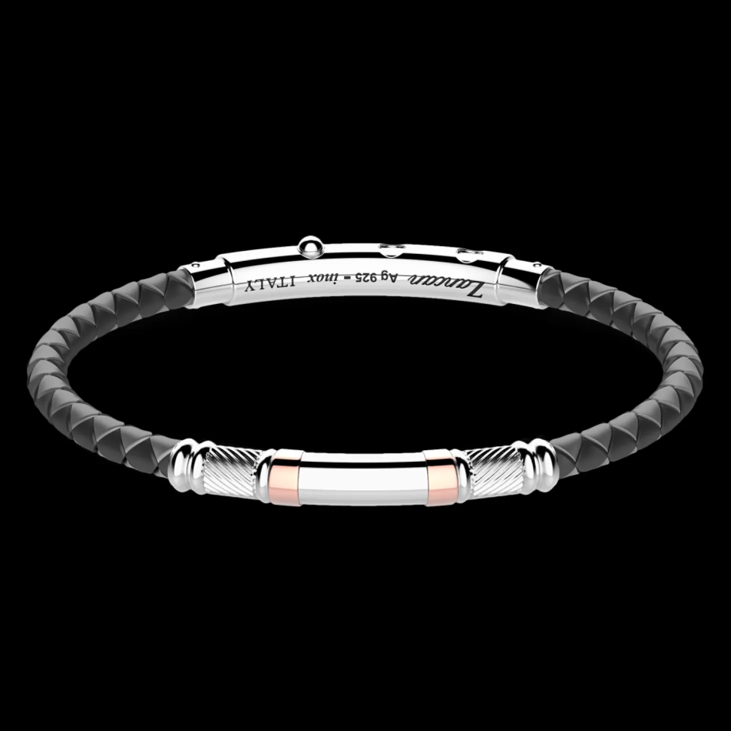Zancan Gioielli Bracciale Zancan In Silicone Con Targa In Argento E Dettagli In Oro Rosa.> Bracciali