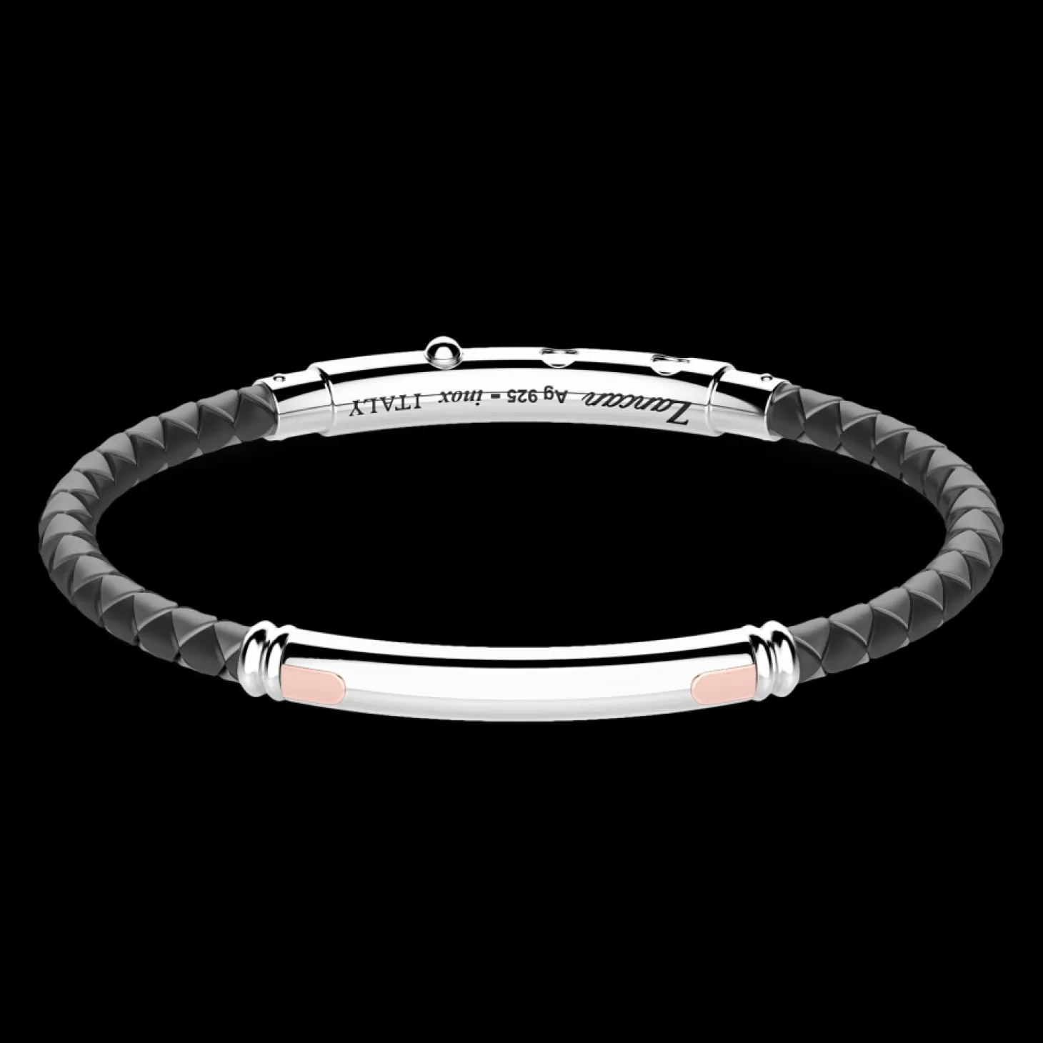 Zancan Gioielli Bracciale Zancan In Silicone Con Targa In Argento E Dettagli In Oro Rosa.> Bracciali