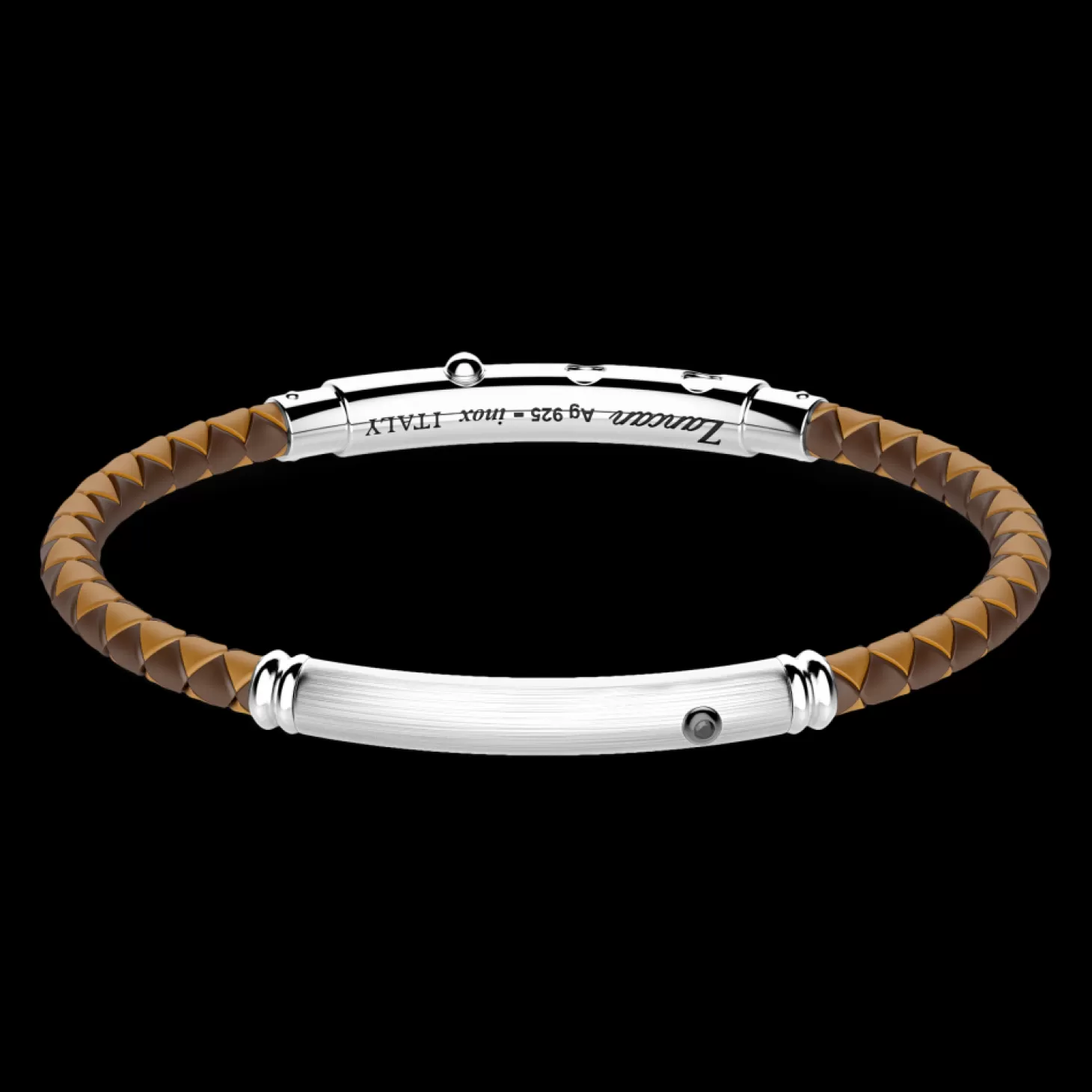 Zancan Gioielli Bracciale Zancan In Silicone Con Targa In Argento E Pietra Nera.> Bracciali