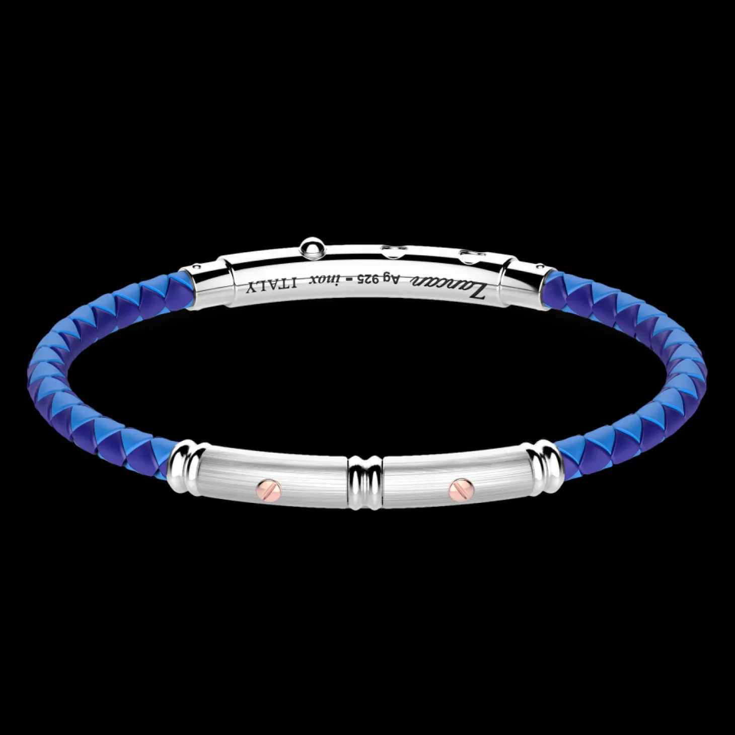 Zancan Gioielli Bracciale Zancan In Silicone Nero Con Targa In Argento E Dettagli In Oro Rosa.> Bracciali