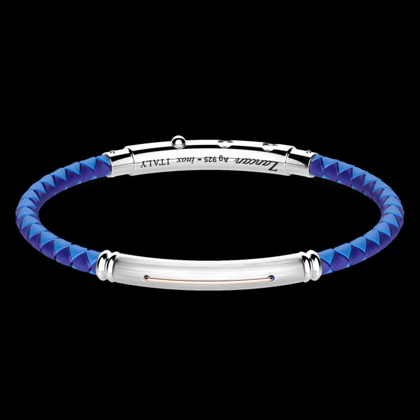 Zancan Gioielli Bracciale Zancan In Silicone Nero Con Targa In Argento E Dettagli In Oro Rosa.> Bracciali