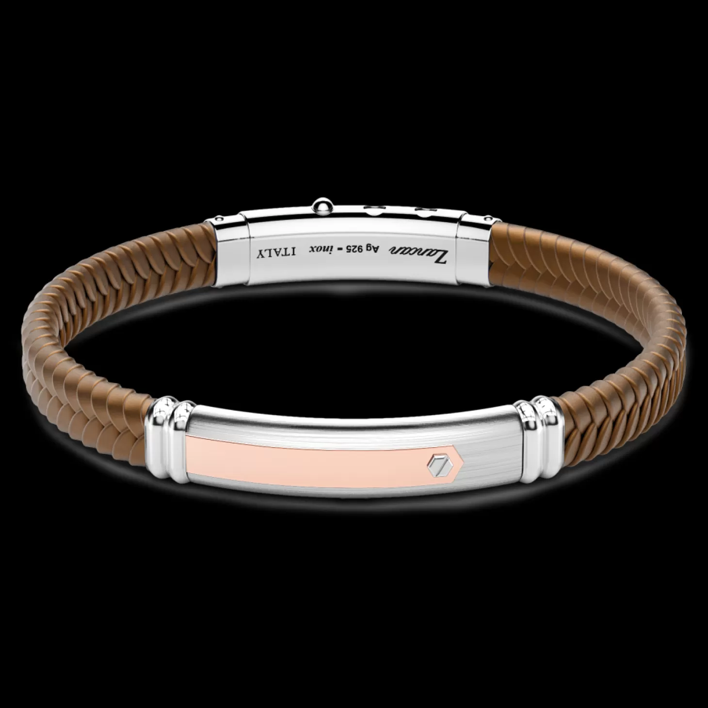 Zancan Gioielli Bracciale Zancan In Silicone Nero Con Targa In Argento E Dettagli In Oro Rosa.> Bracciali