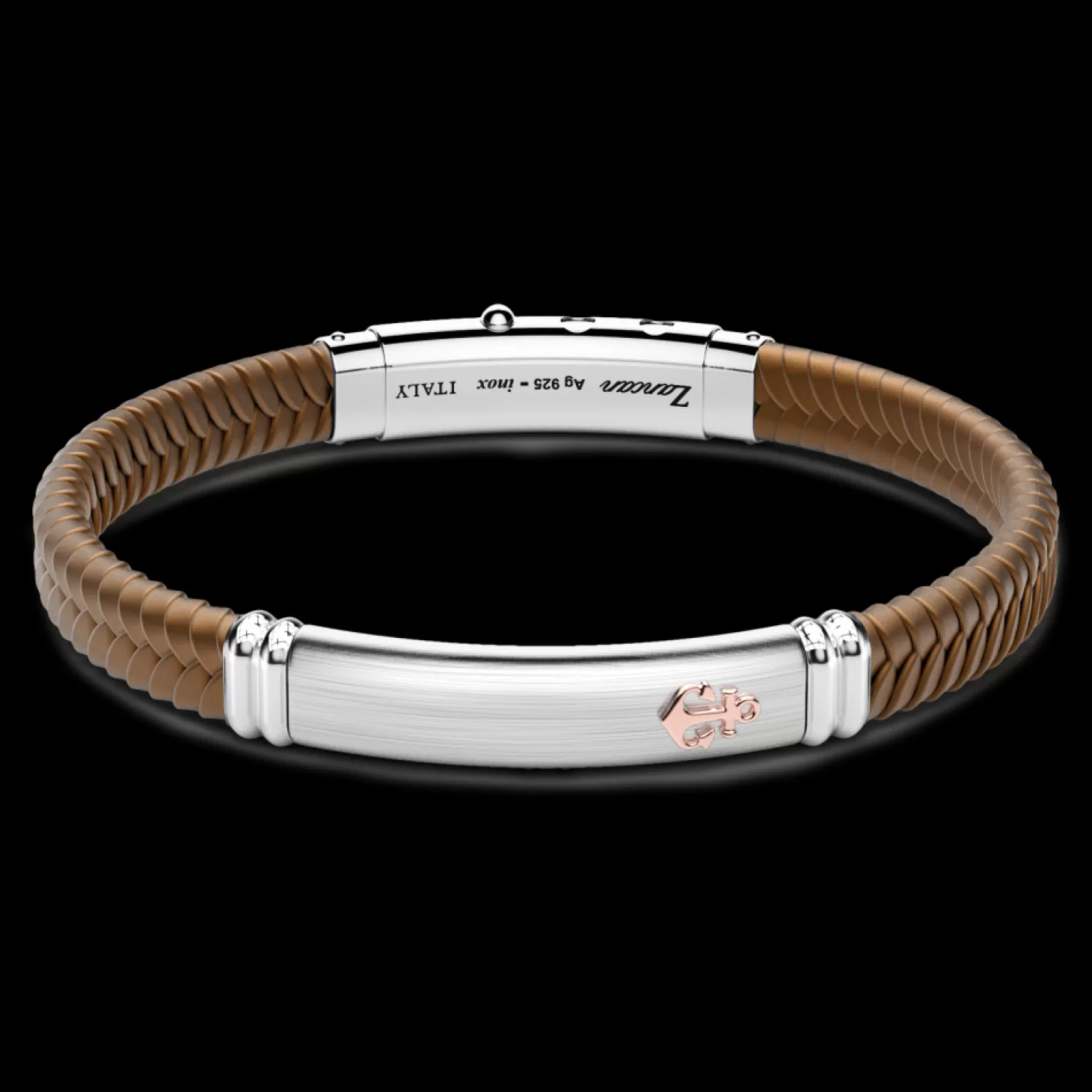 Zancan Gioielli Bracciale Zancan In Silicone Nero Con Targa In Argento E Dettagli In Oro Rosa.> Bracciali
