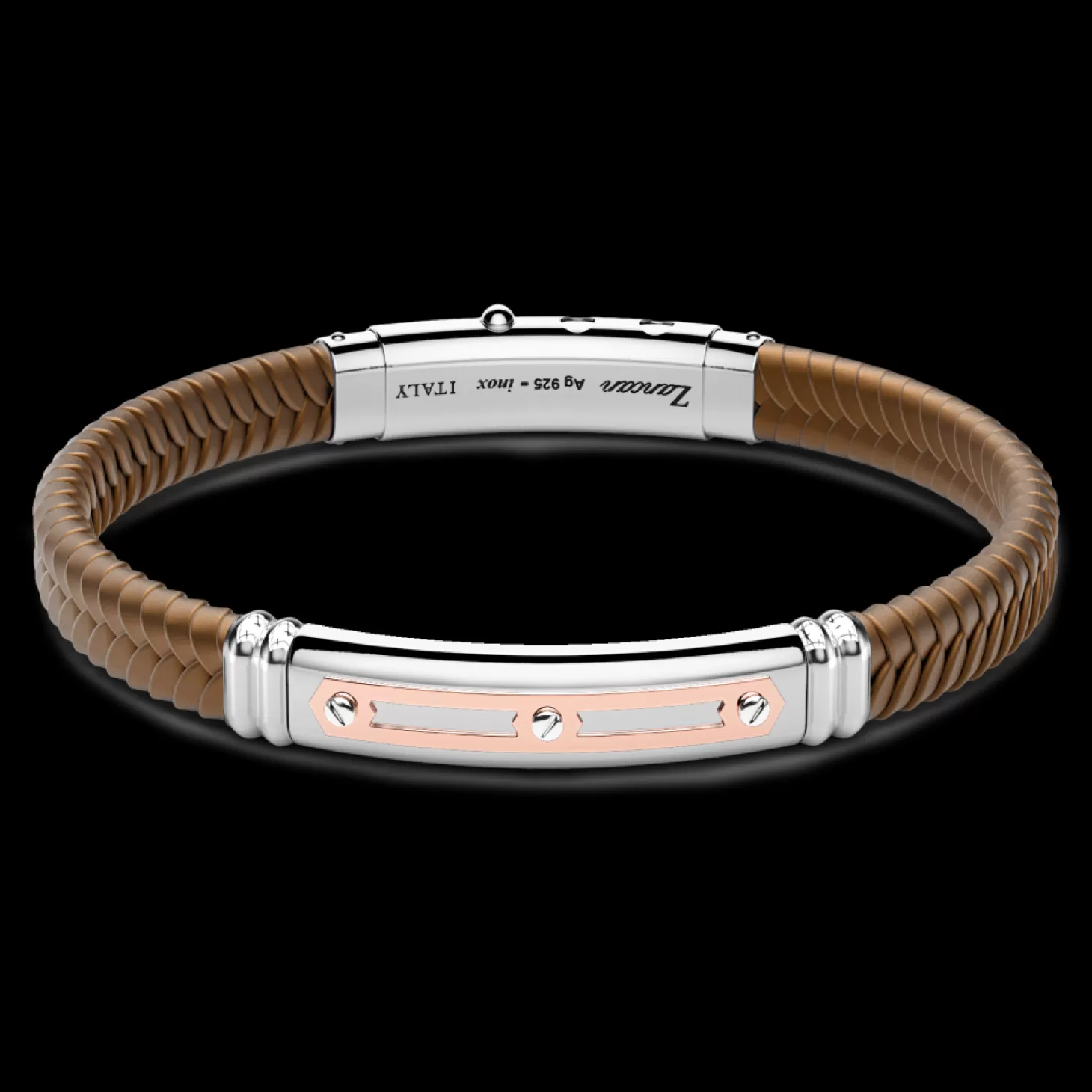 Zancan Gioielli Bracciale Zancan In Silicone Nero Con Targa In Argento E Dettagli In Oro Rosa.> Bracciali