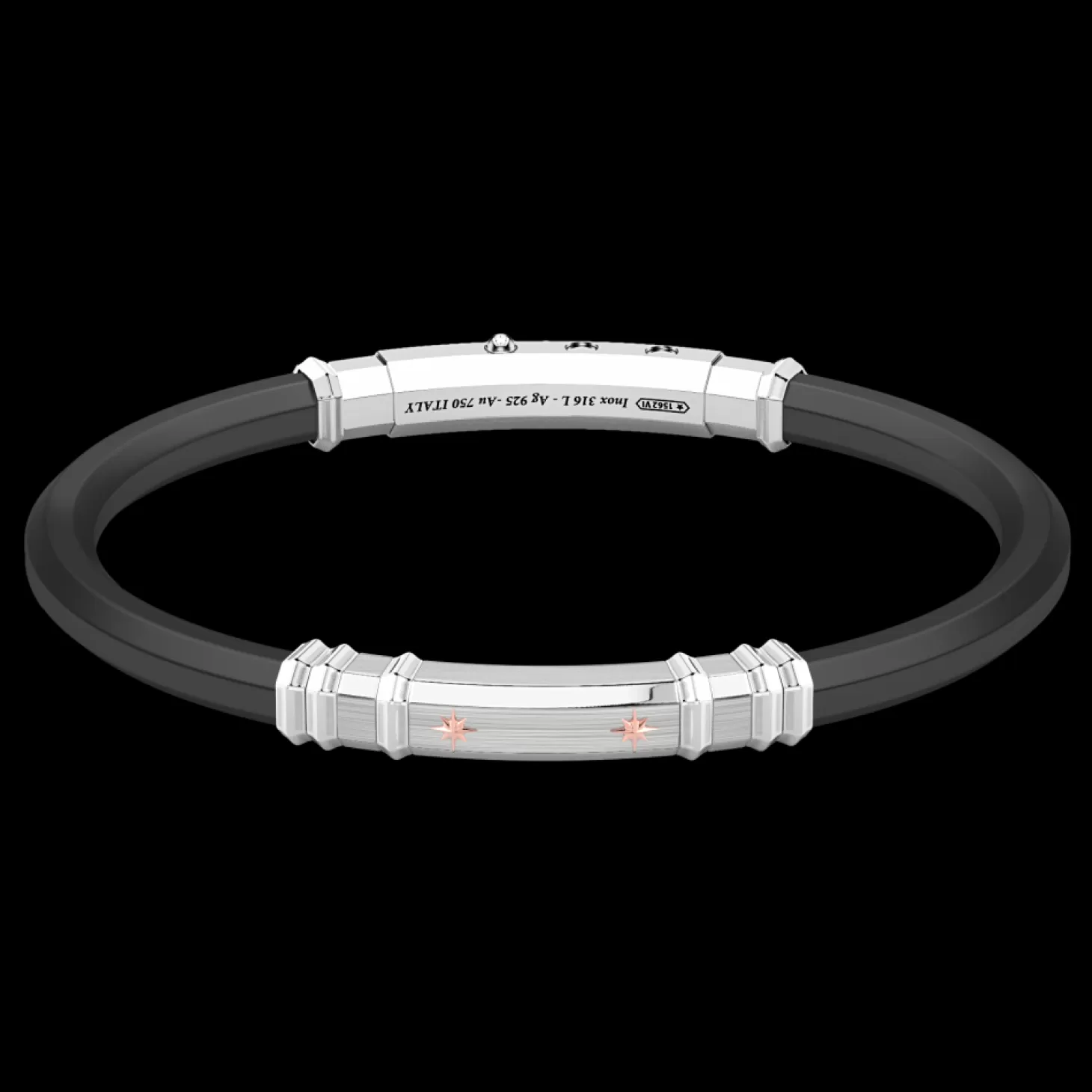 Zancan Gioielli Bracciale Zancan In Silicone Nero Con Targa In Argento E Dettagli In Oro Rosa.> Bracciali