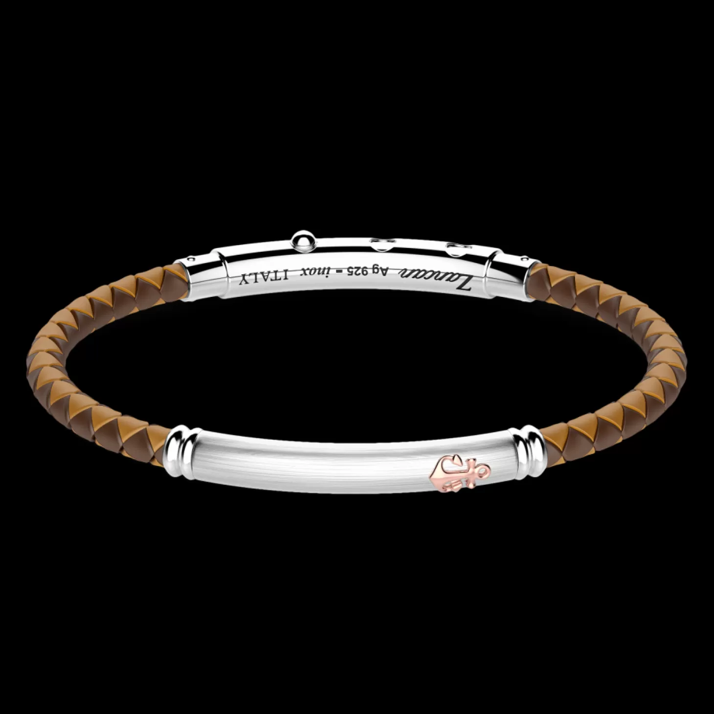 Zancan Gioielli Bracciale Zancan In Silicone Nero Con Targa In Argento E Dettagli In Oro Rosa.> Bracciali
