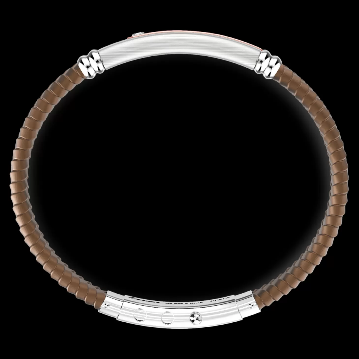 Zancan Gioielli Bracciale Zancan In Silicone Nero Con Targa In Argento E Dettagli In Oro Rosa.> Bracciali