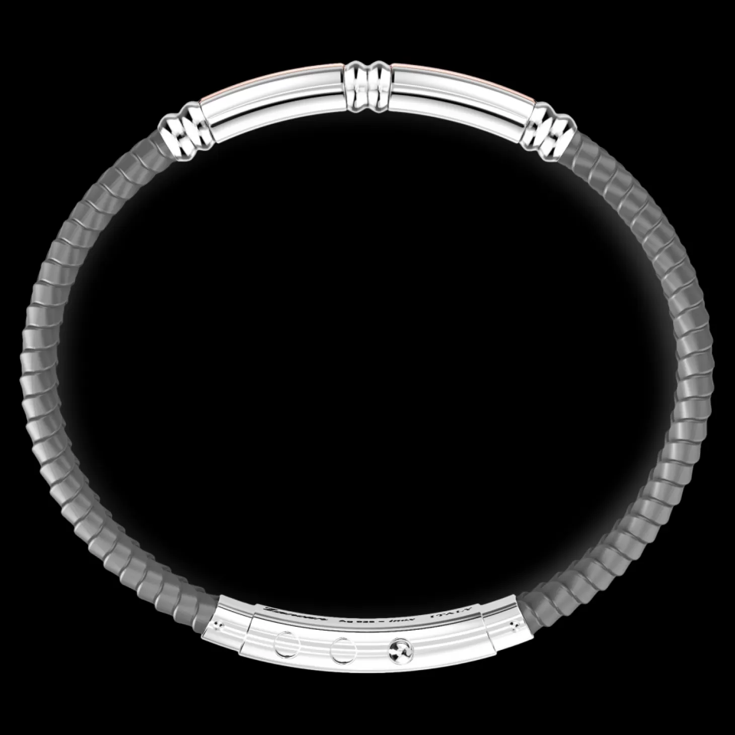 Zancan Gioielli Bracciale Zancan In Silicone Nero Con Targa In Argento E Dettagli In Oro Rosa.> Bracciali