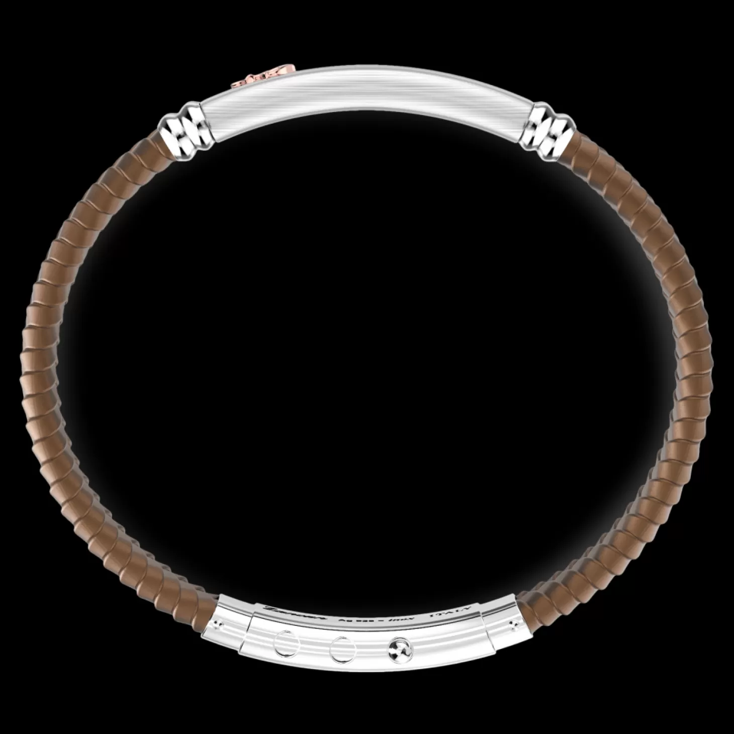 Zancan Gioielli Bracciale Zancan In Silicone Nero Con Targa In Argento E Dettagli In Oro Rosa.> Bracciali