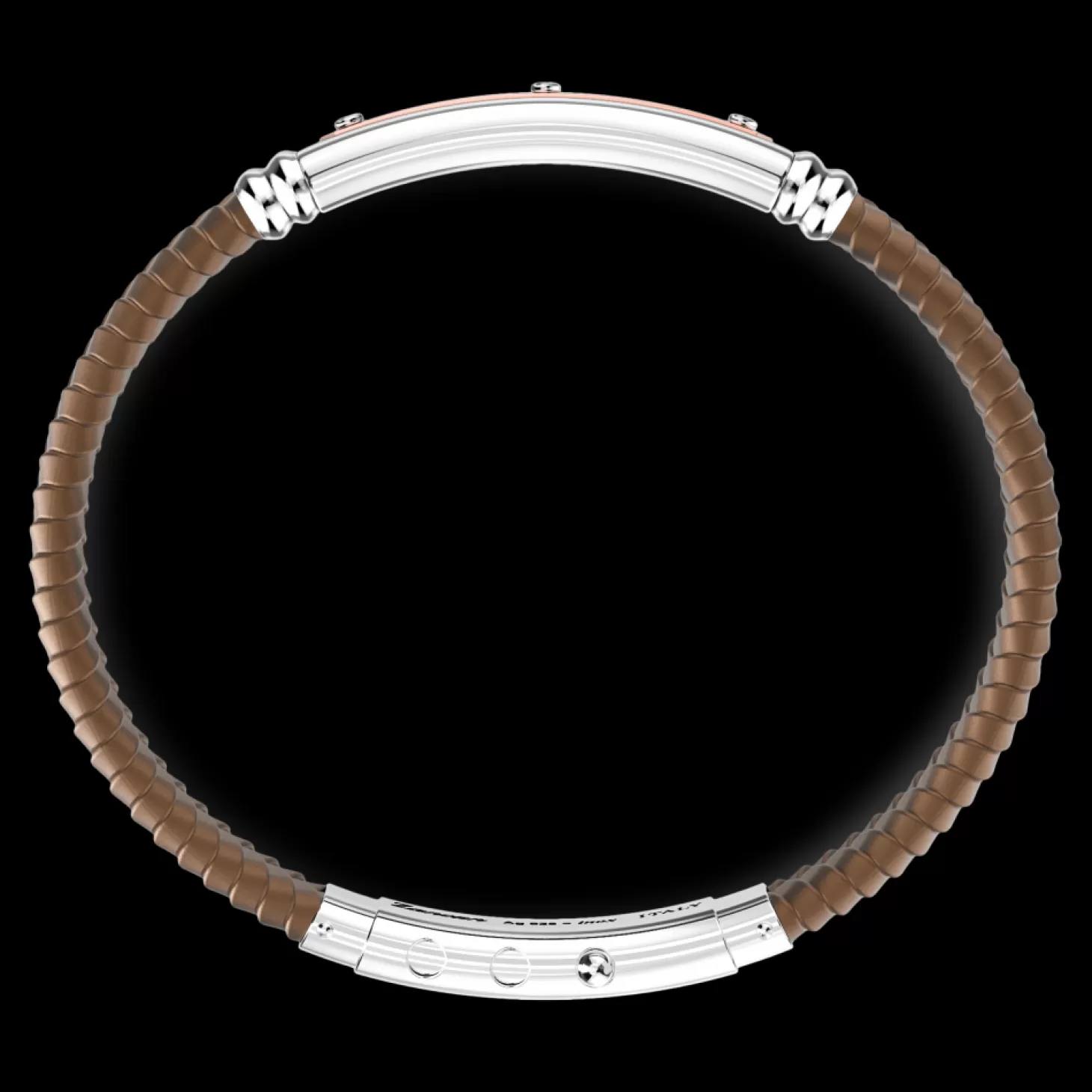 Zancan Gioielli Bracciale Zancan In Silicone Nero Con Targa In Argento E Dettagli In Oro Rosa.> Bracciali