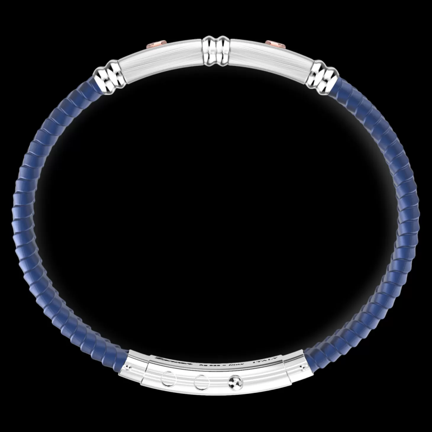 Zancan Gioielli Bracciale Zancan In Silicone Nero Con Targa In Argento E Dettagli In Oro Rosa.> Bracciali