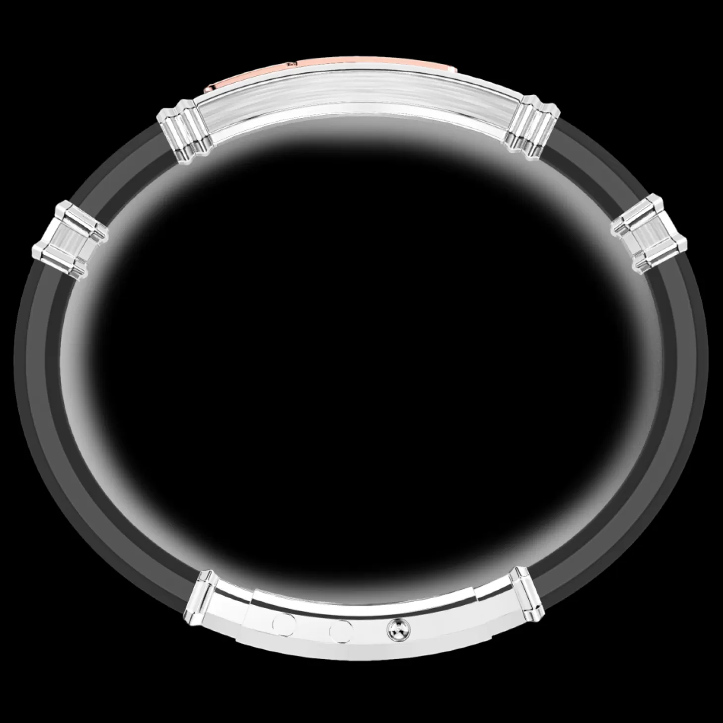 Zancan Gioielli Bracciale Zancan In Silicone Nero Con Targa In Argento E Dettagli In Oro Rosa E Pietre Nere.> Bracciali