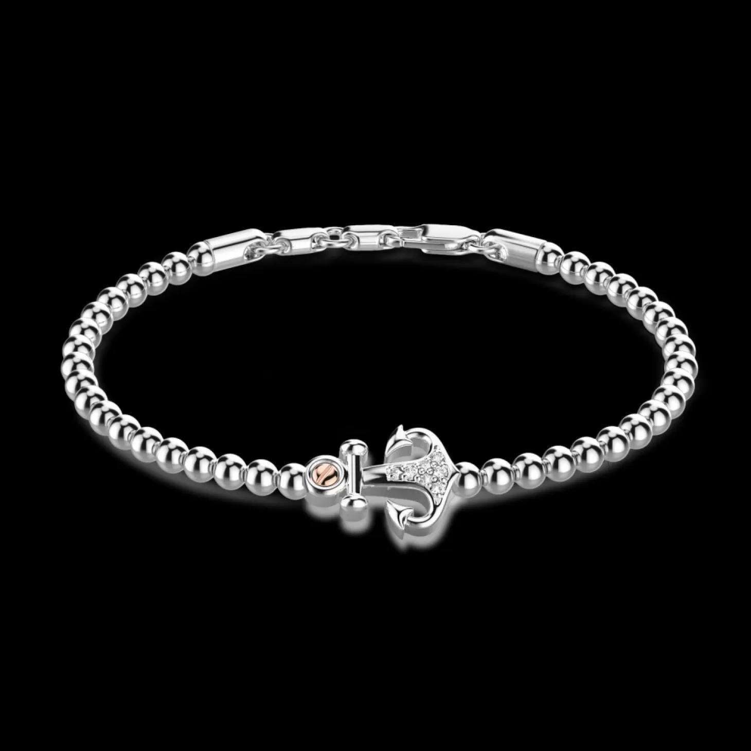 Zancan Gioielli Bracciale Zancan Morbido Con Sfere In Argento, Ancora E Pietre.> Bracciali