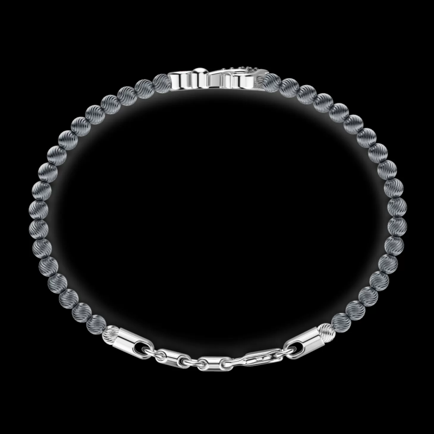 Zancan Gioielli Bracciale Zancan Morbido Con Sfere In Argento, Ancora E Pietre Nere.> Bracciali