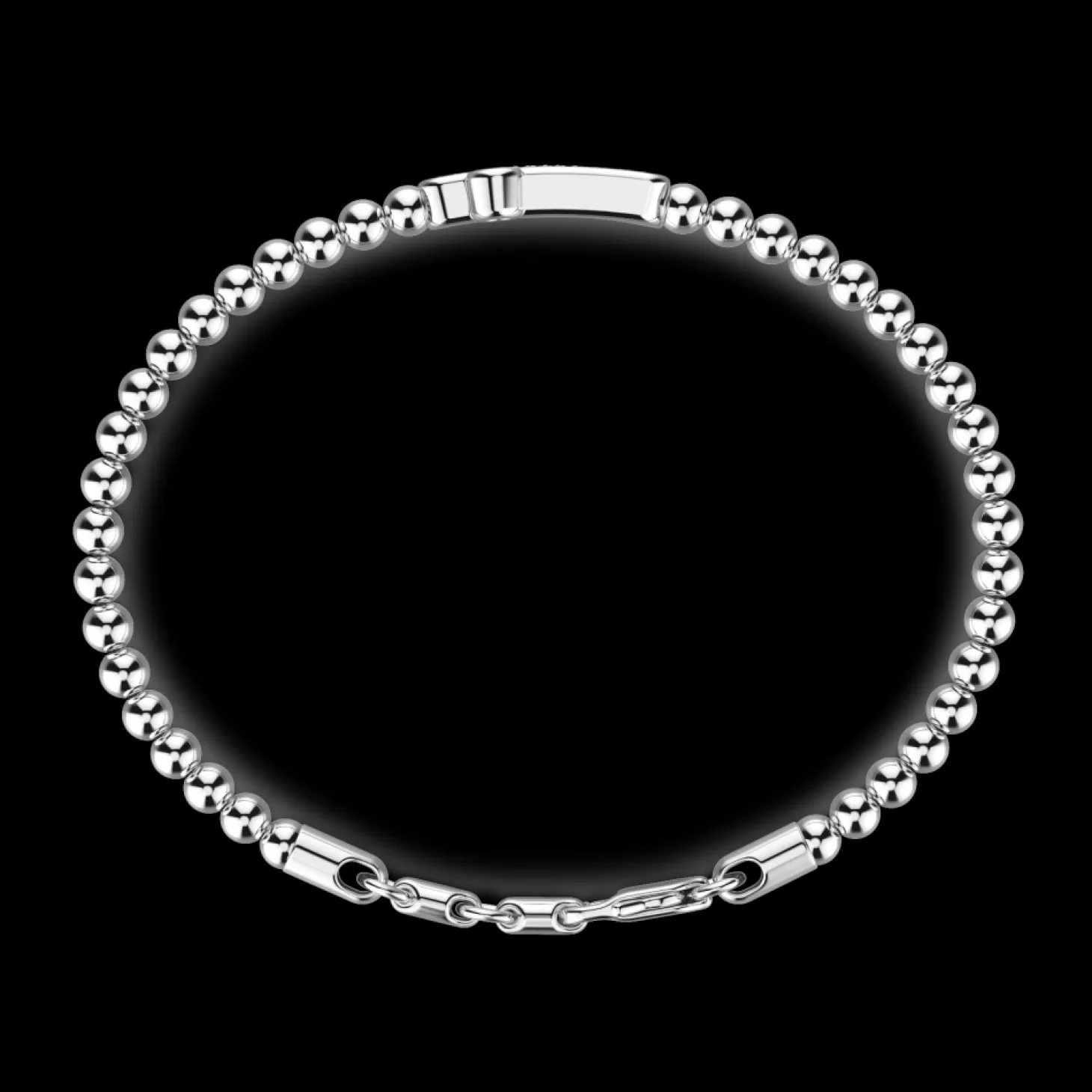 Zancan Gioielli Bracciale Zancan Morbido Con Sfere In Argento E Croce Con Pietre Nere.> Bracciali