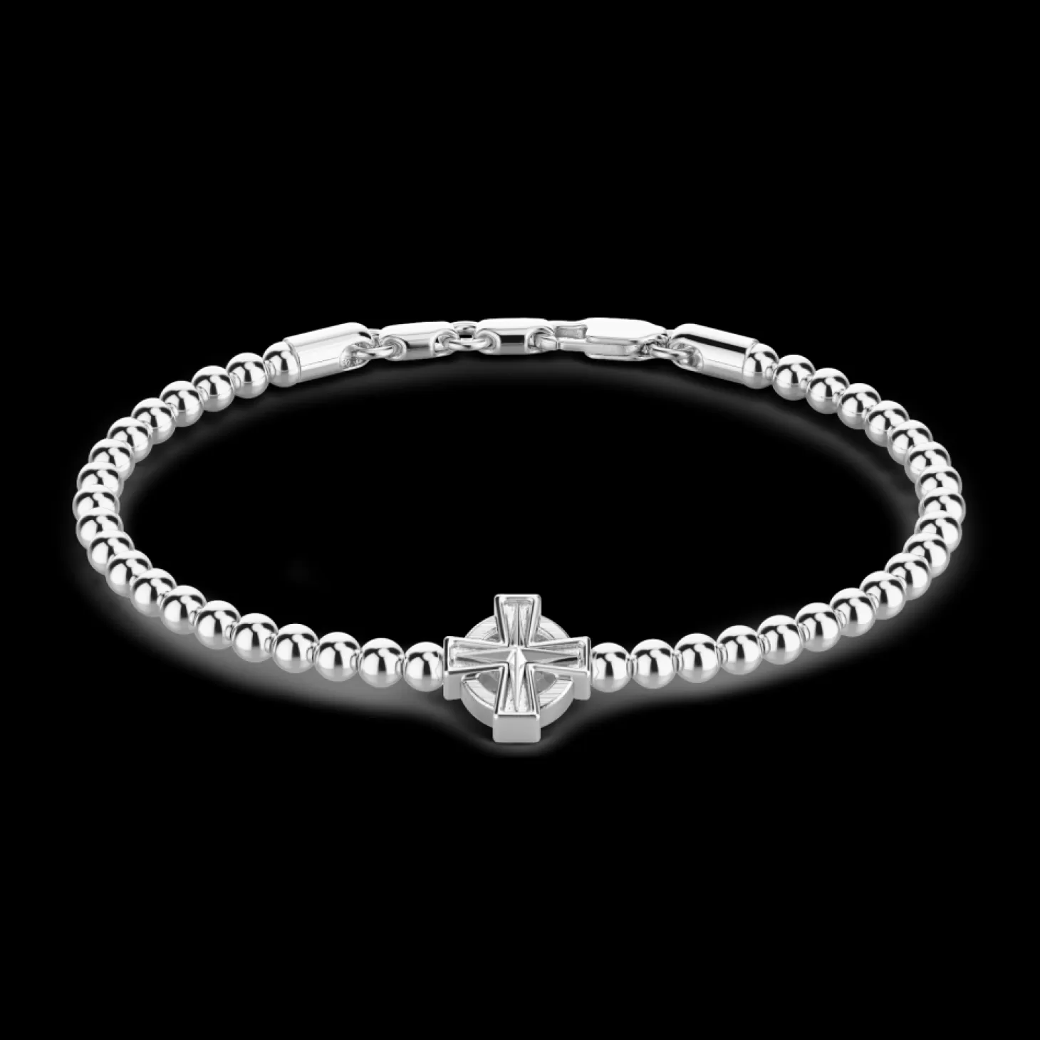 Zancan Gioielli Bracciale Zancan Morbido Con Sfere In Argento E Croce Greca.> Bracciali