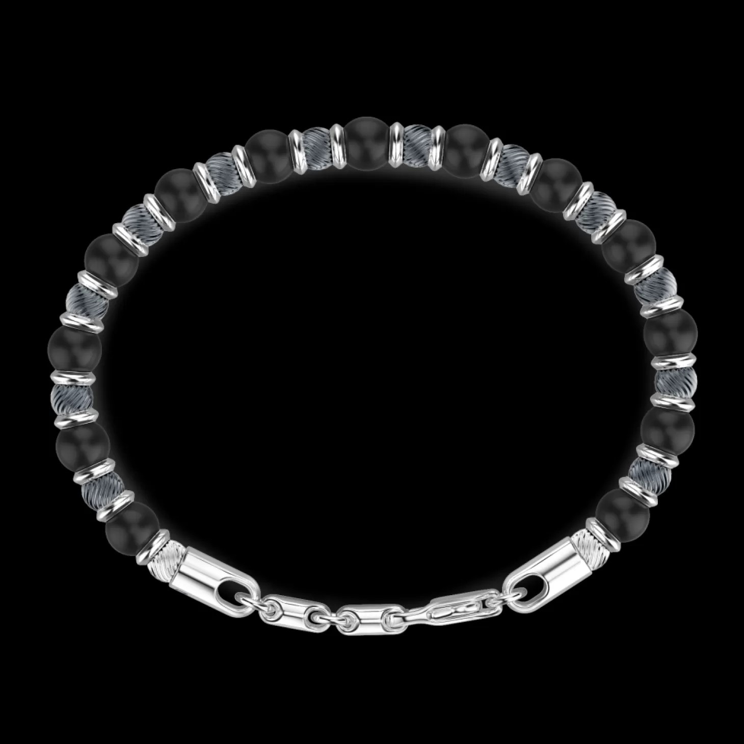 Zancan Gioielli Bracciale Zancan Morbido Con Sfere In Argento E In Pietra Onice.> Bracciali
