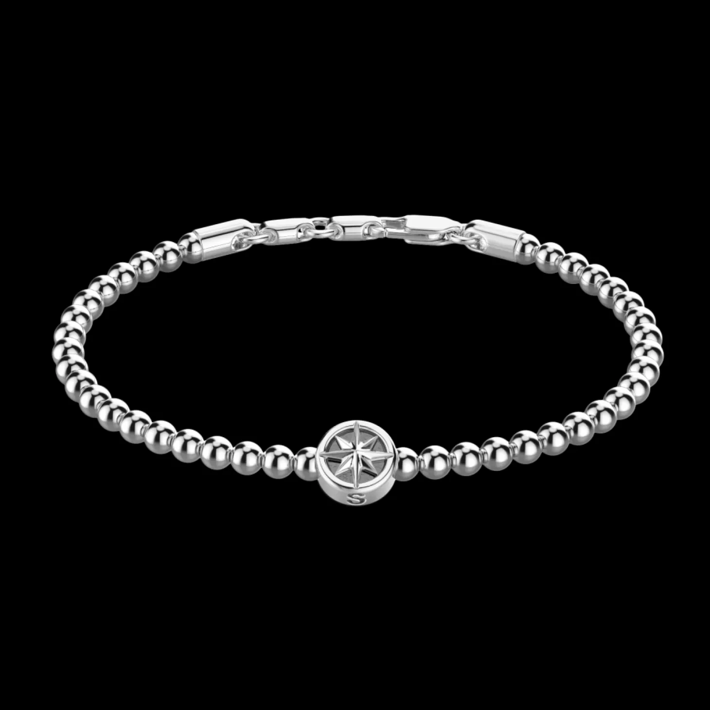 Zancan Gioielli Bracciale Zancan Morbido Con Sfere In Argento E Rosa Dei Venti.> Bracciali