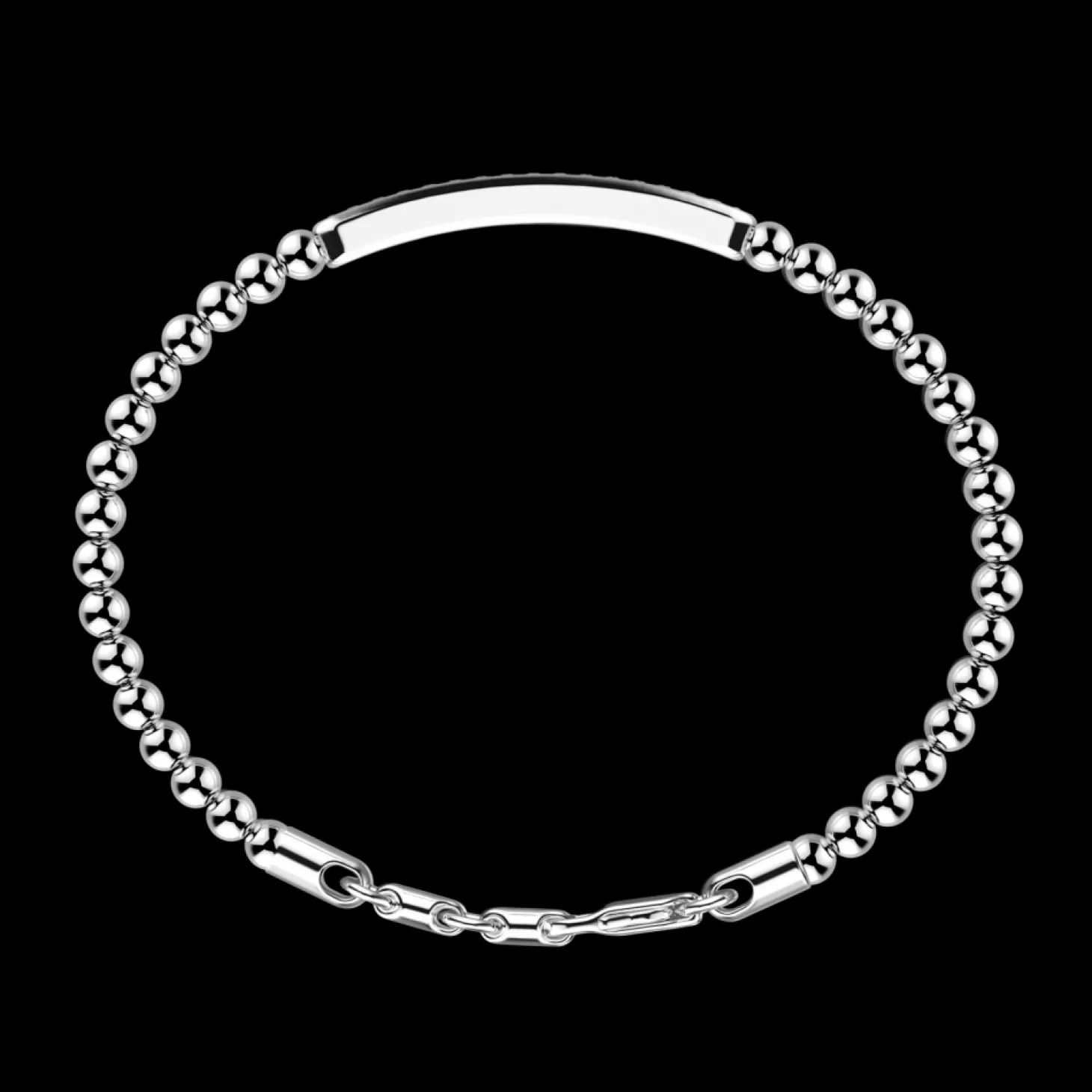 Zancan Gioielli Bracciale Zancan Morbido Con Sfere In Argento E Targa Con Pietre.> Bracciali
