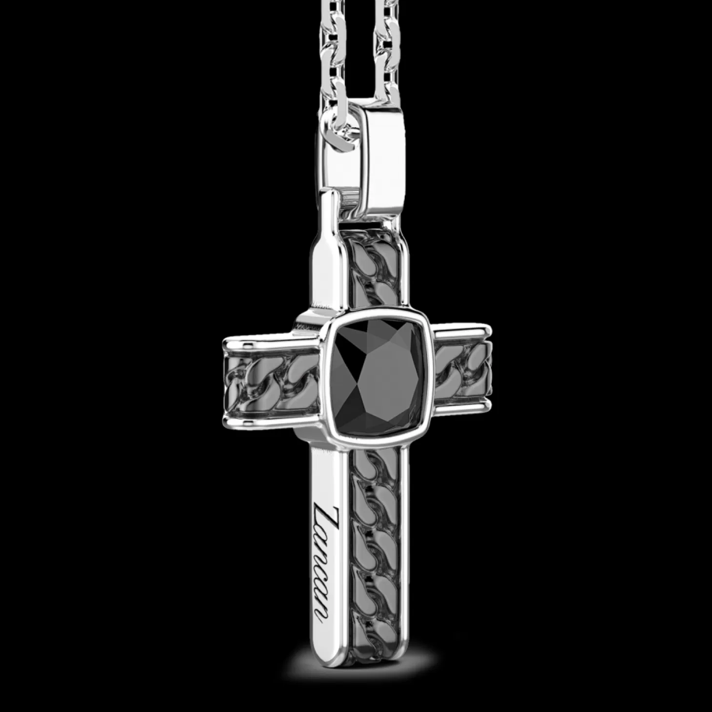 Zancan Gioielli Collana In Argento Con Pendente A Croce E Onice Quadrata.> Collane
