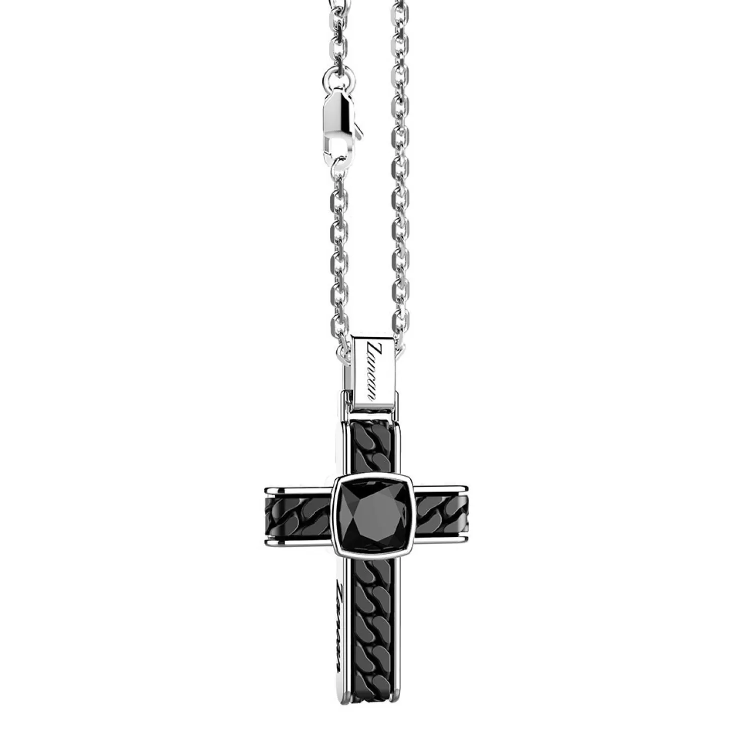 Zancan Gioielli Collana In Argento Con Pendente A Croce E Onice Quadrata.> Collane