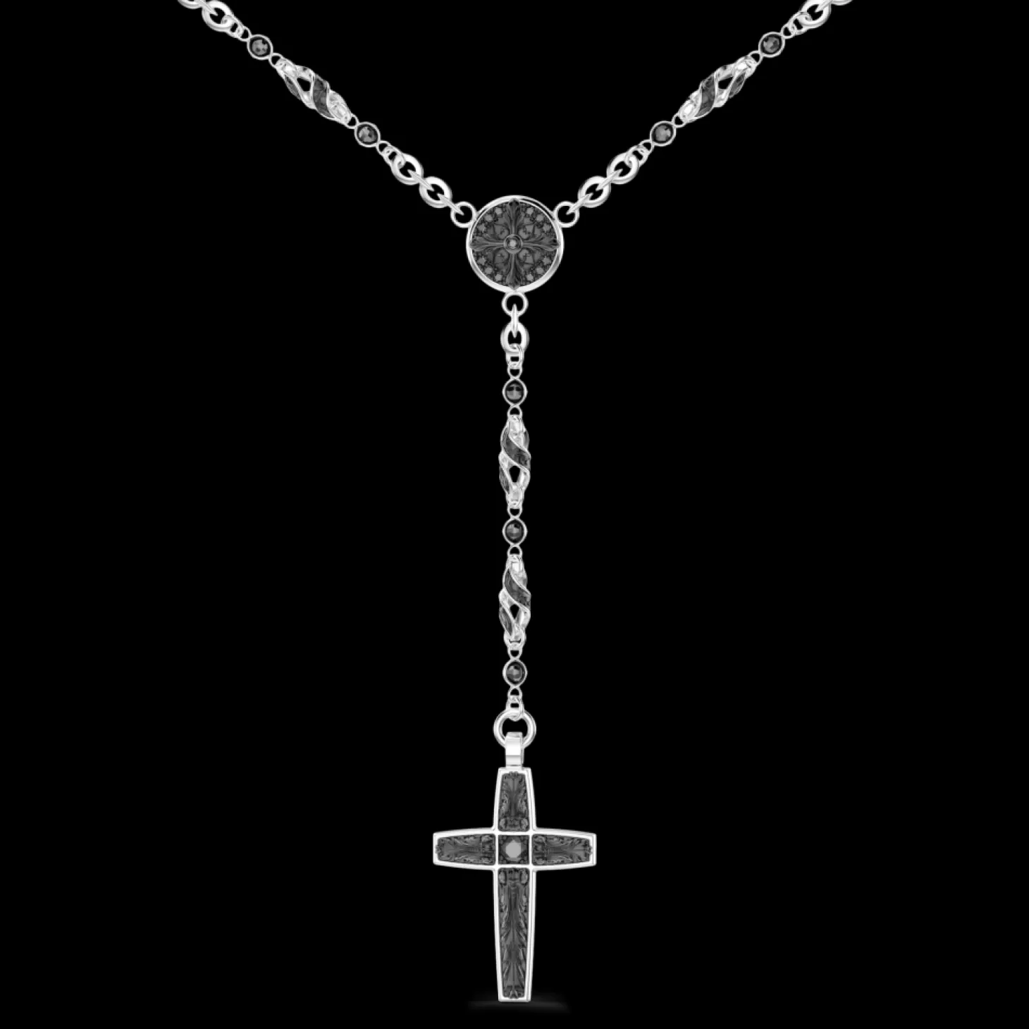 Zancan Gioielli Collana Rosario Zancan In Argento Con Pietre Nere.> Collane