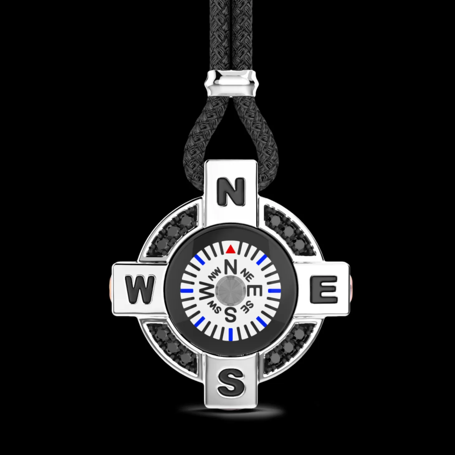 Zancan Gioielli Collana Zancan Con Bussola Bianca In Argento E Spinelli Neri.> Collane