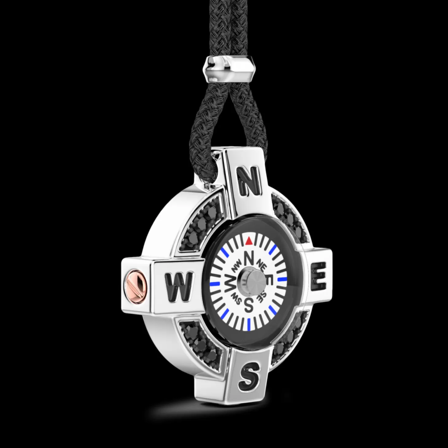 Zancan Gioielli Collana Zancan Con Bussola Bianca In Argento E Spinelli Neri.> Collane