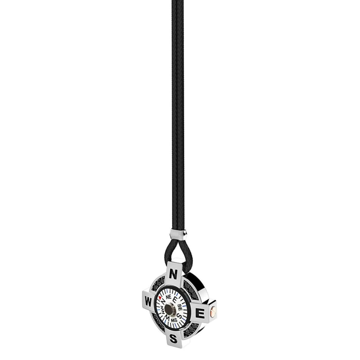 Zancan Gioielli Collana Zancan Con Bussola Bianca In Argento E Spinelli Neri.> Collane