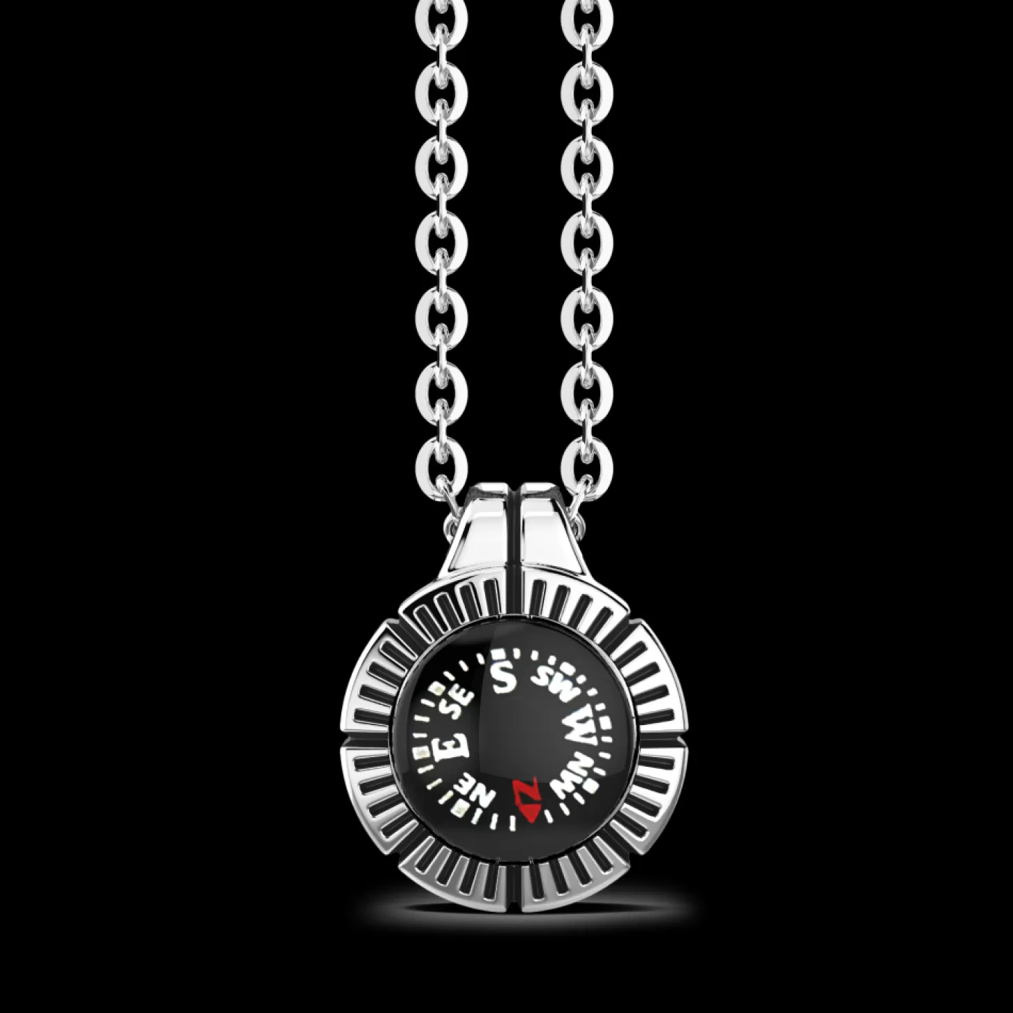 Zancan Gioielli Collana Zancan Con Bussola Nera In Argento.> Collane