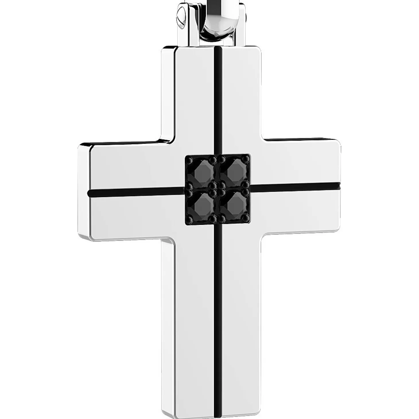 Zancan Gioielli Collana Zancan In Acciaio Con Croce E Brillanti Neri.> Collane