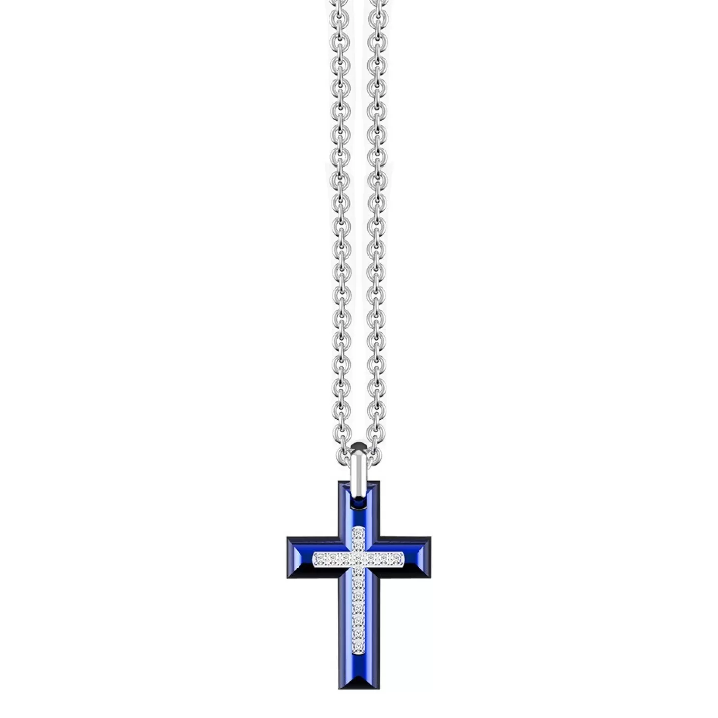 Zancan Gioielli Collana Zancan In Acciaio Con Croce E Zaffiri Bianchi.> Collane