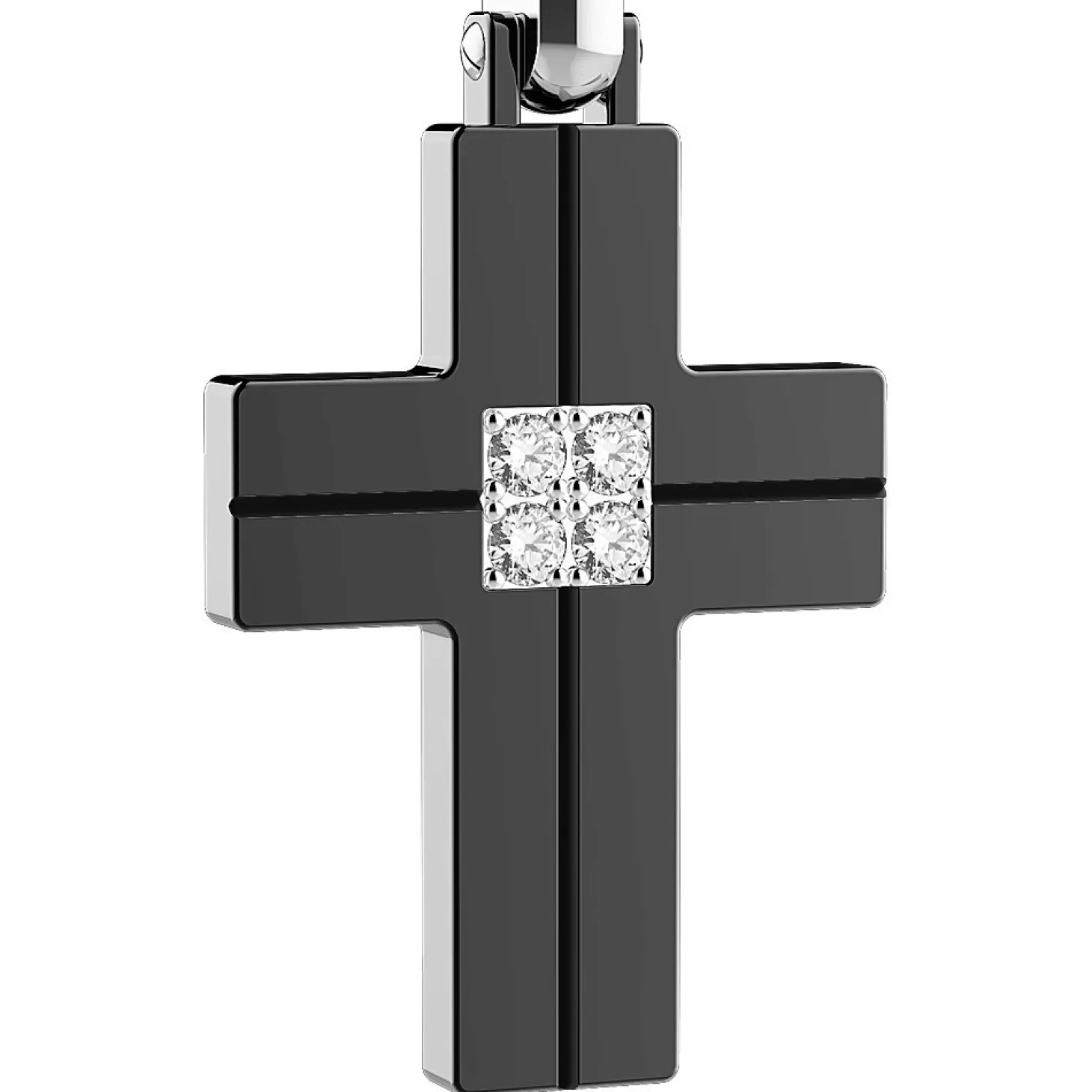 Zancan Gioielli Collana Zancan In Acciaio Con Croce E Zaffiri Bianchi.> Collane
