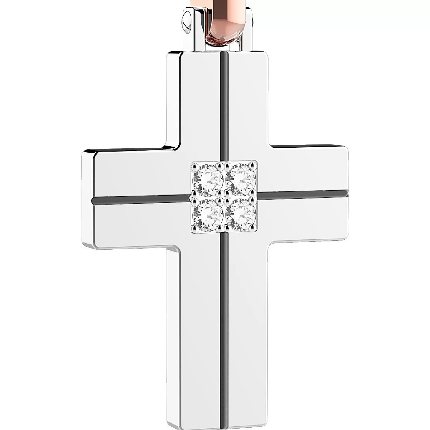 Zancan Gioielli Collana Zancan In Acciaio Con Croce E Zaffiri Bianchi.> Collane