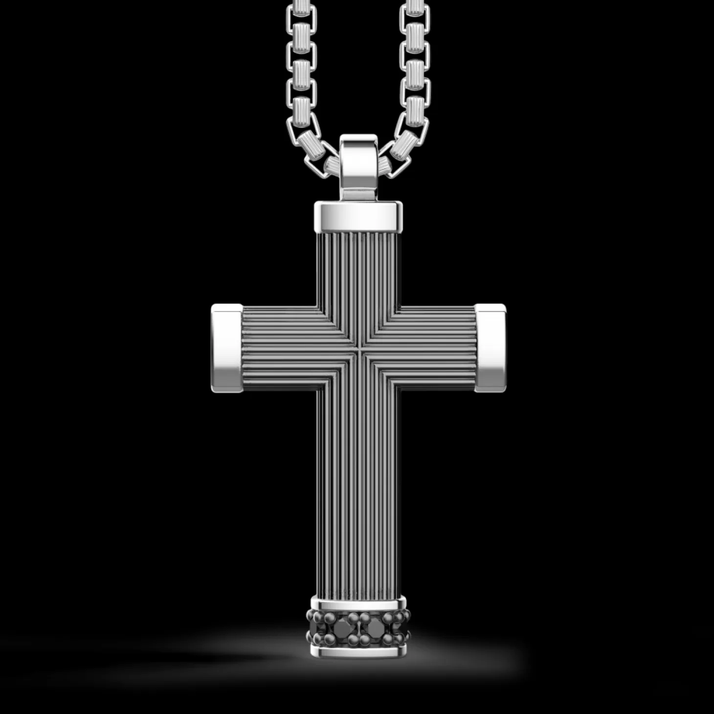 Zancan Gioielli Collana Zancan In Argento Brunito Con Pendente A Croce E Pietre Nere.> Collane