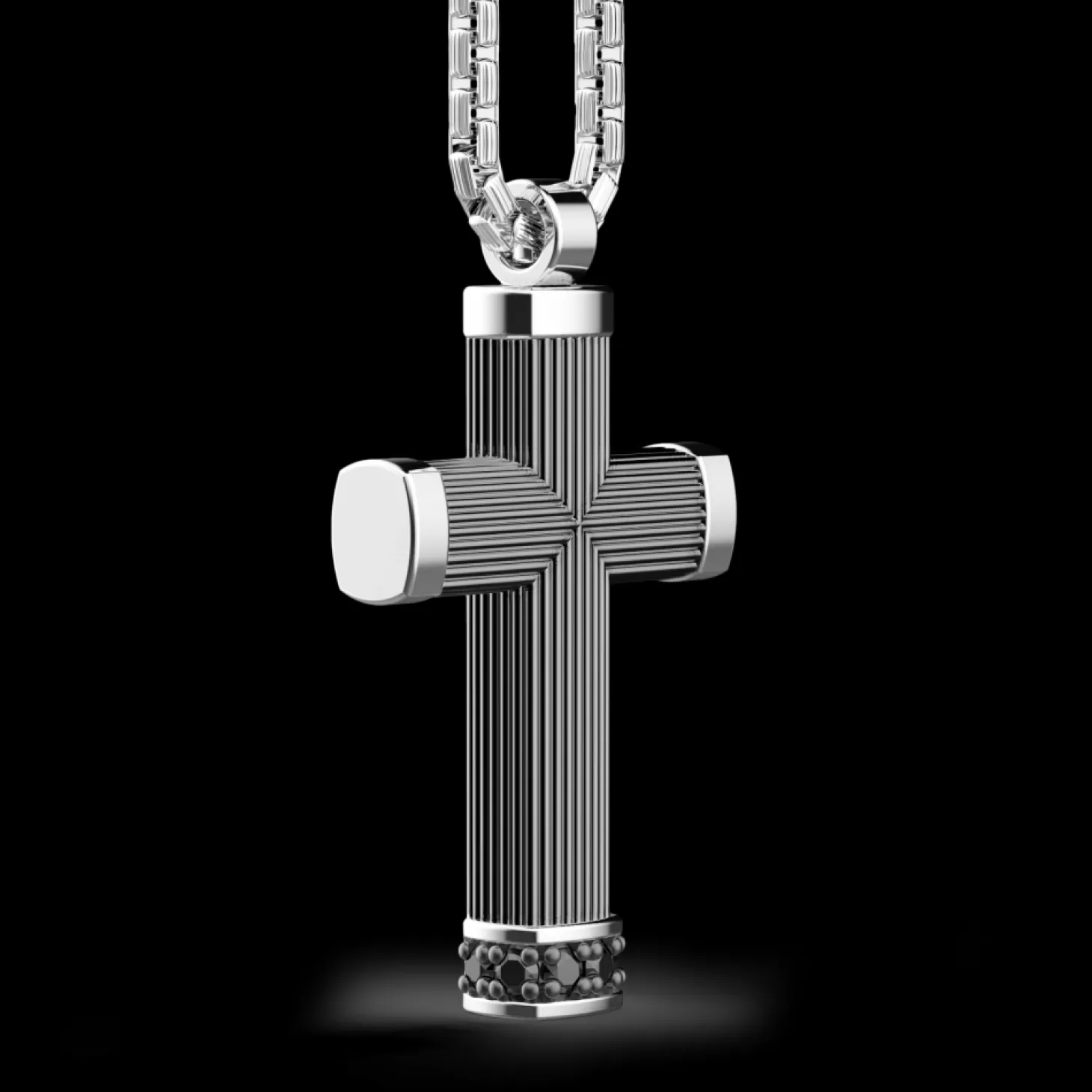Zancan Gioielli Collana Zancan In Argento Brunito Con Pendente A Croce E Pietre Nere.> Collane