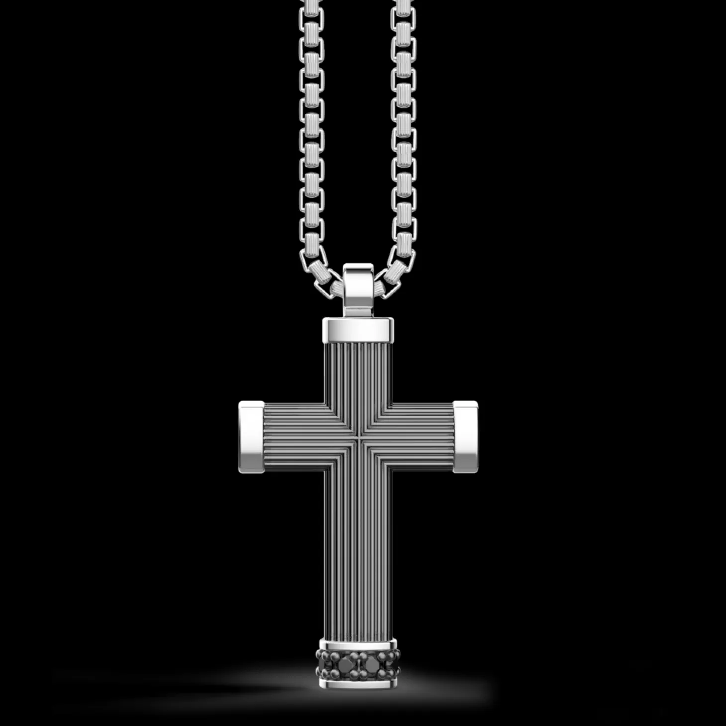 Zancan Gioielli Collana Zancan In Argento Brunito Con Pendente A Croce E Pietre Nere.> Collane