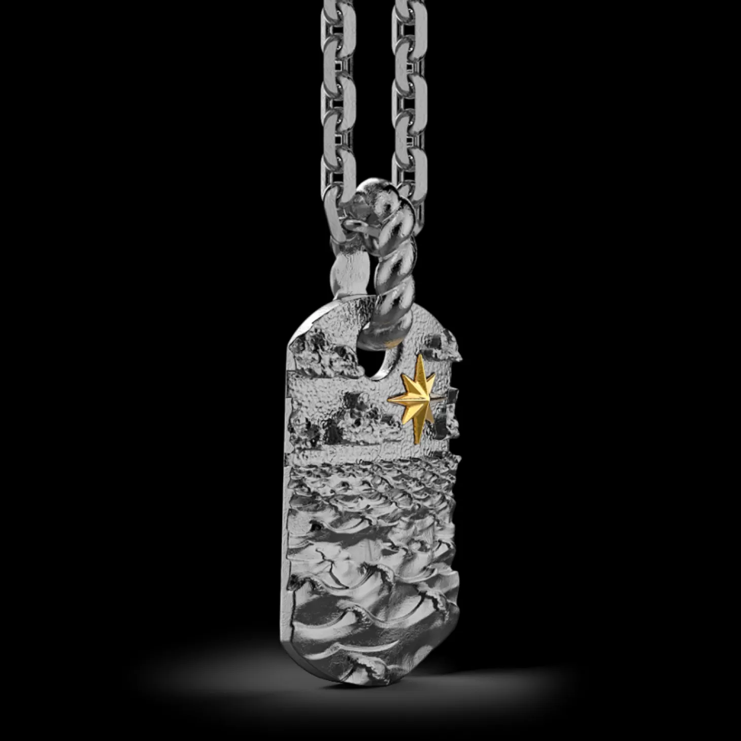 Zancan Gioielli Collana Zancan In Argento Brunito Con Pendente Raffigurante Le Onde Del Mare.> Collane