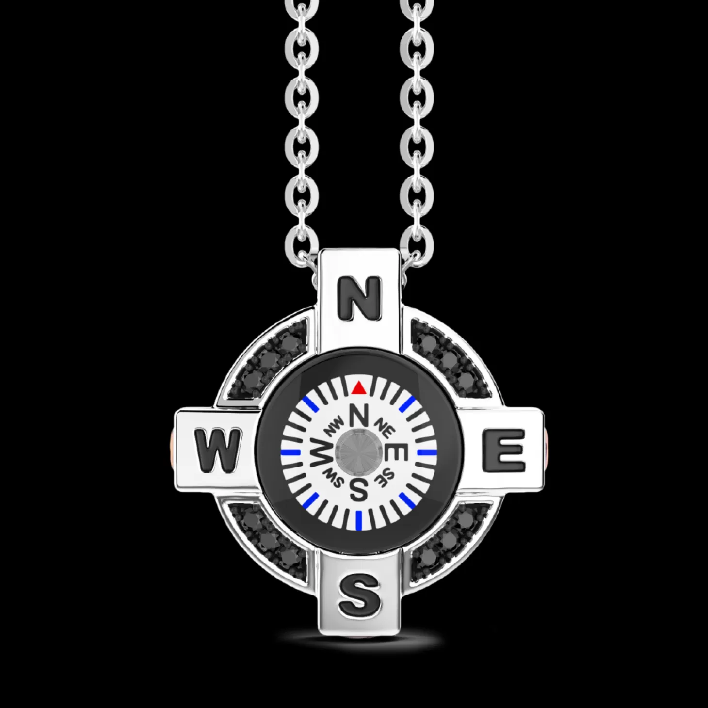 Zancan Gioielli Collana Zancan In Argento Con Bussola Bianca E Spinelli Neri.> Collane