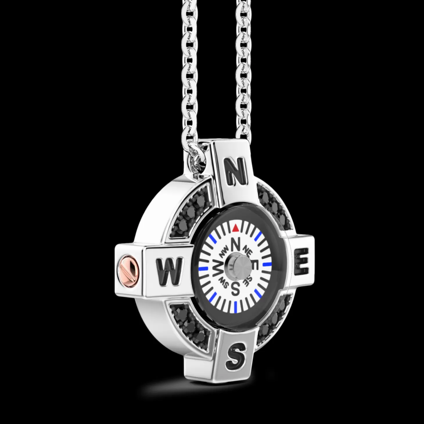 Zancan Gioielli Collana Zancan In Argento Con Bussola Bianca E Spinelli Neri.> Collane