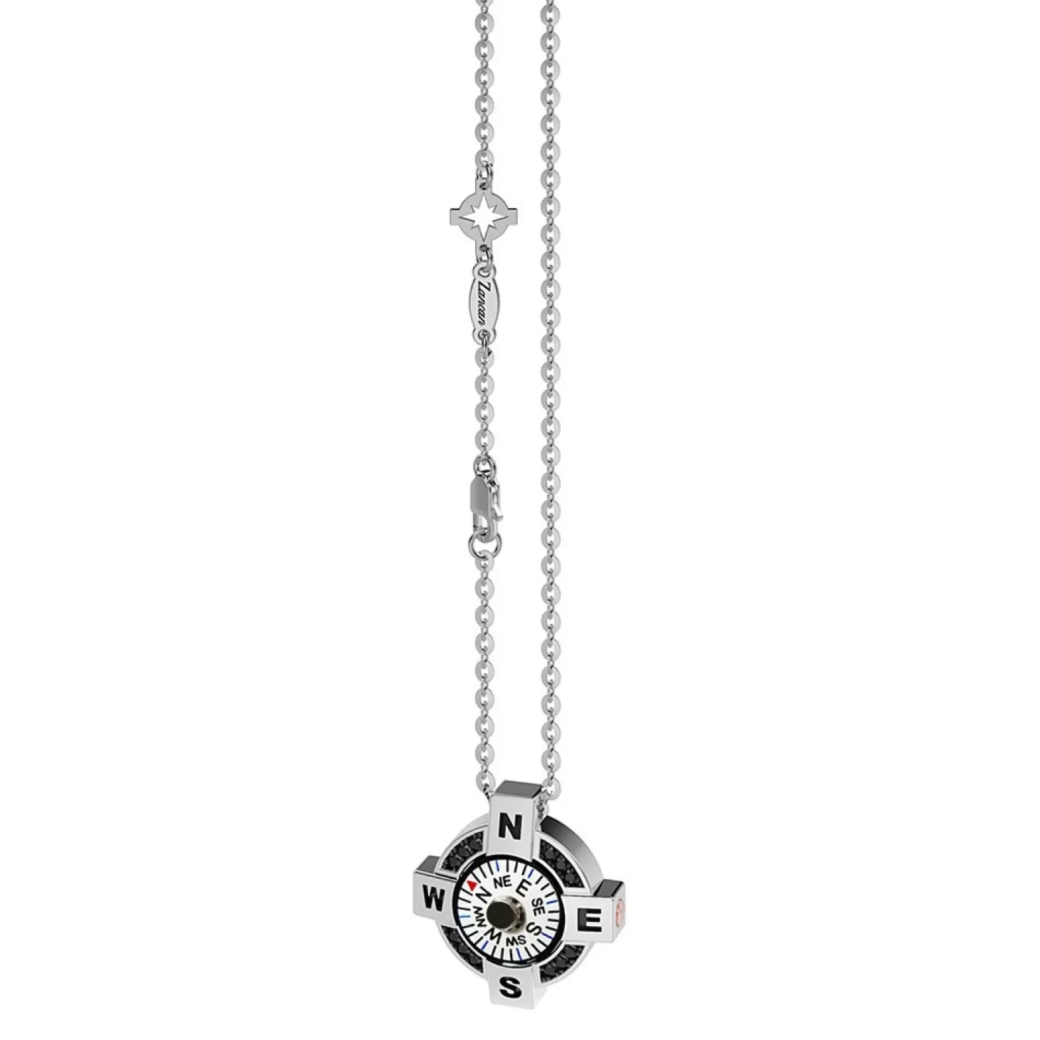 Zancan Gioielli Collana Zancan In Argento Con Bussola Bianca E Spinelli Neri.> Collane