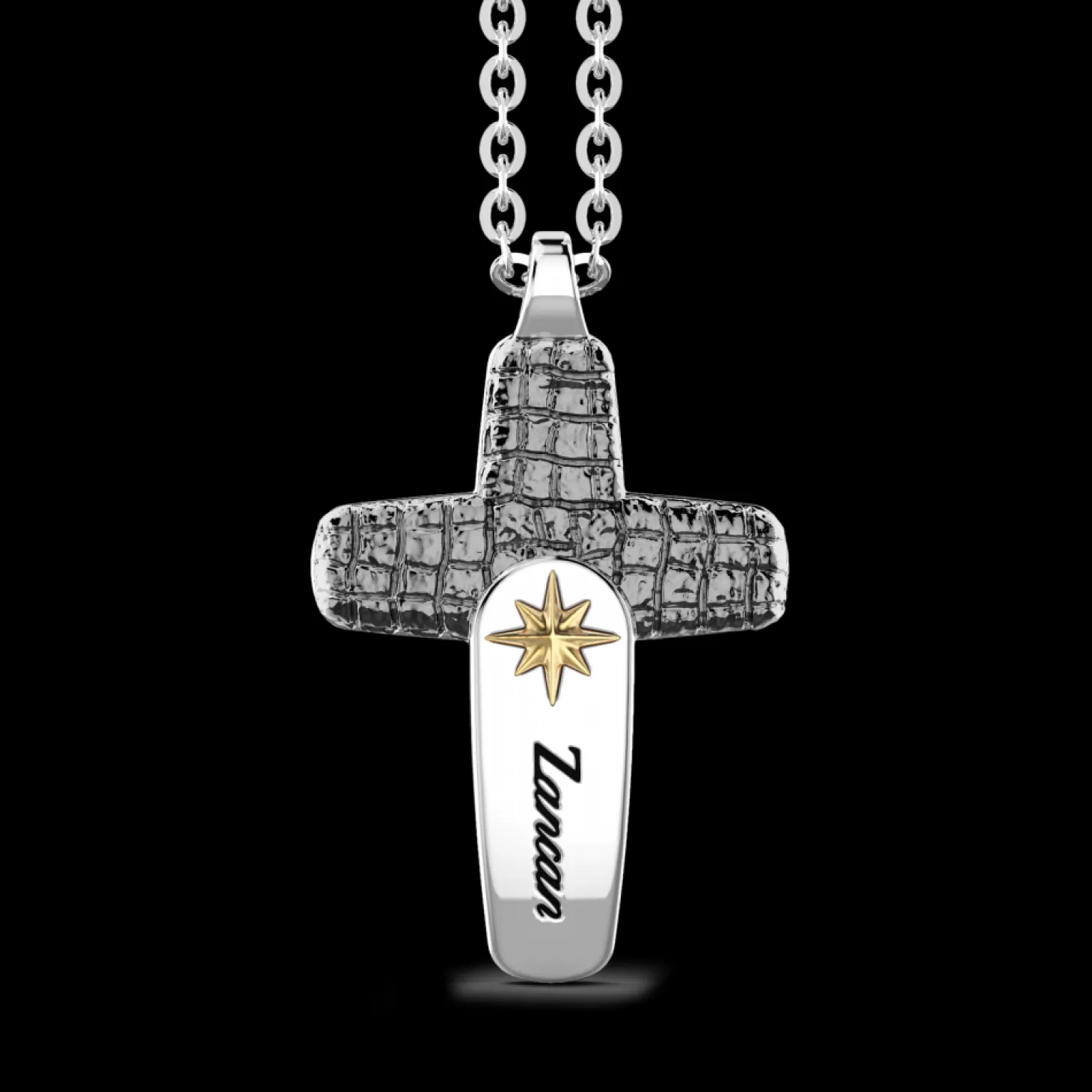 Zancan Gioielli Collana Zancan In Argento Con Pendente A Croce Ad Effetto Pelle.> Collane