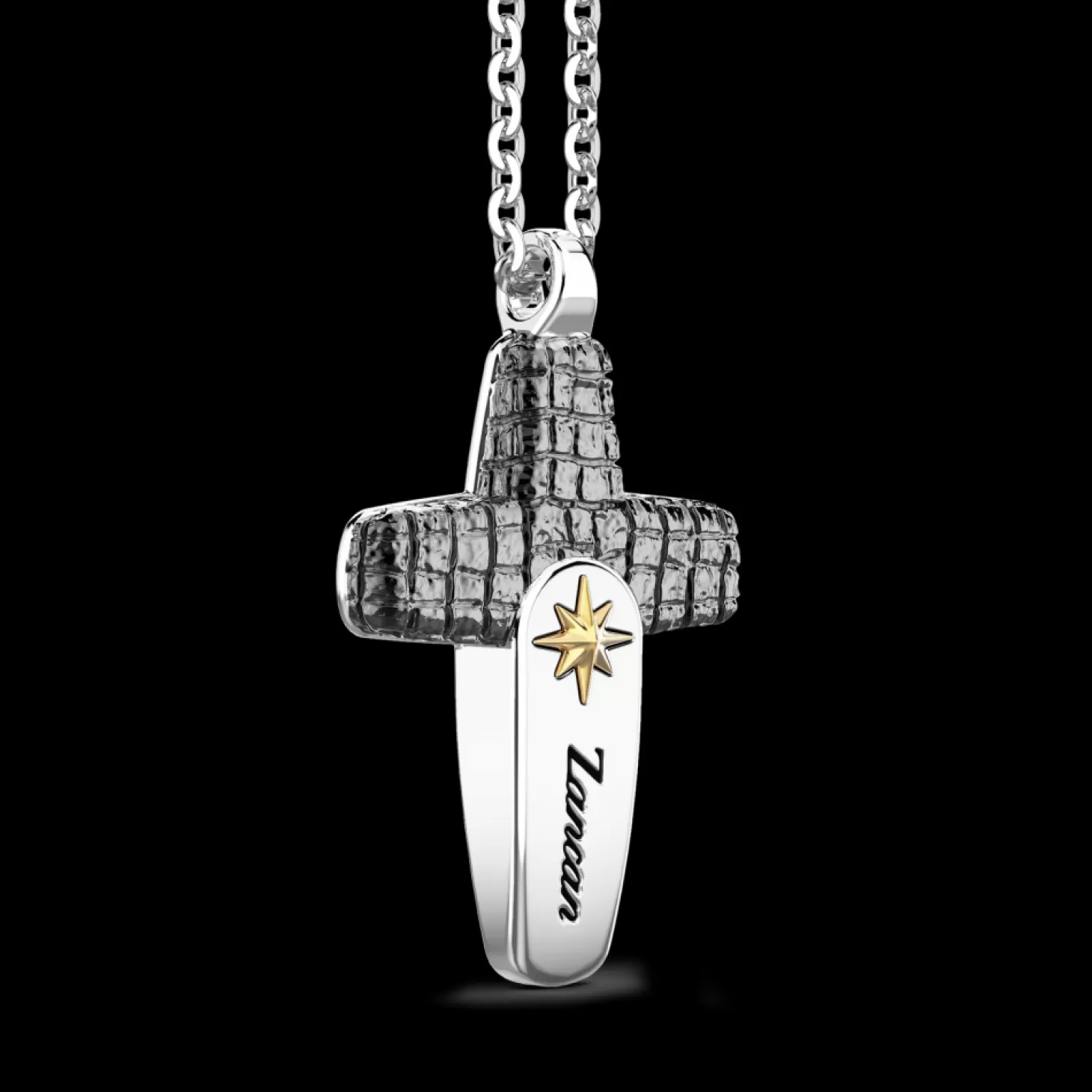 Zancan Gioielli Collana Zancan In Argento Con Pendente A Croce Ad Effetto Pelle.> Collane