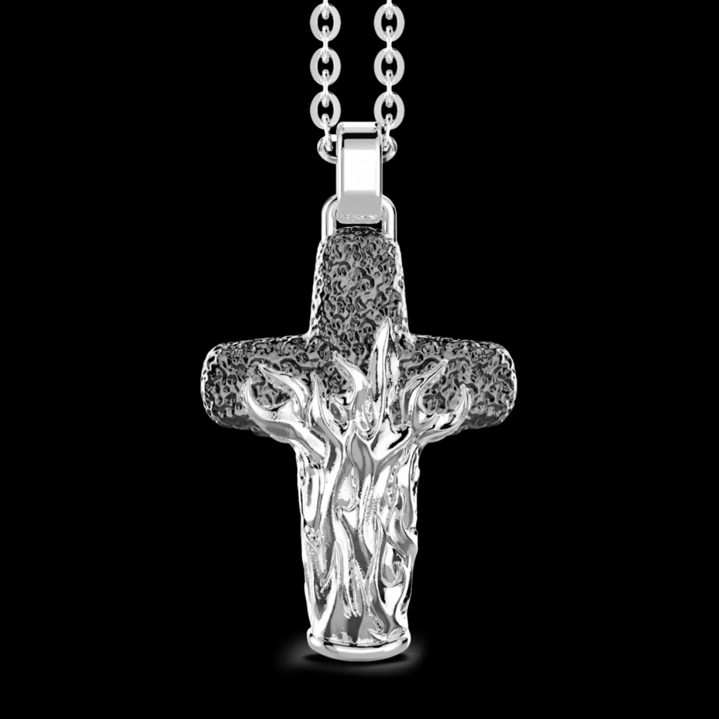 Zancan Gioielli Collana Zancan In Argento Con Pendente A Croce Con Motivo Fiammeggiante.> Collane