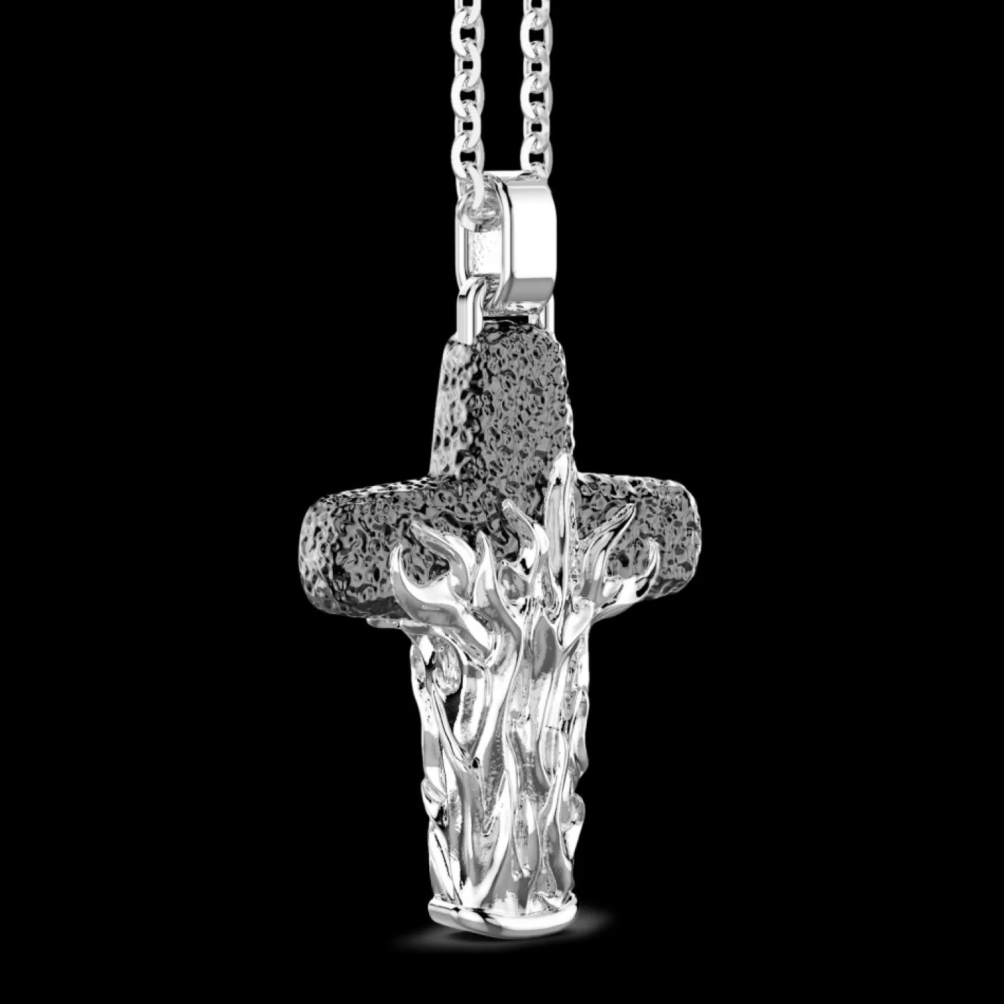 Zancan Gioielli Collana Zancan In Argento Con Pendente A Croce Con Motivo Fiammeggiante.> Collane